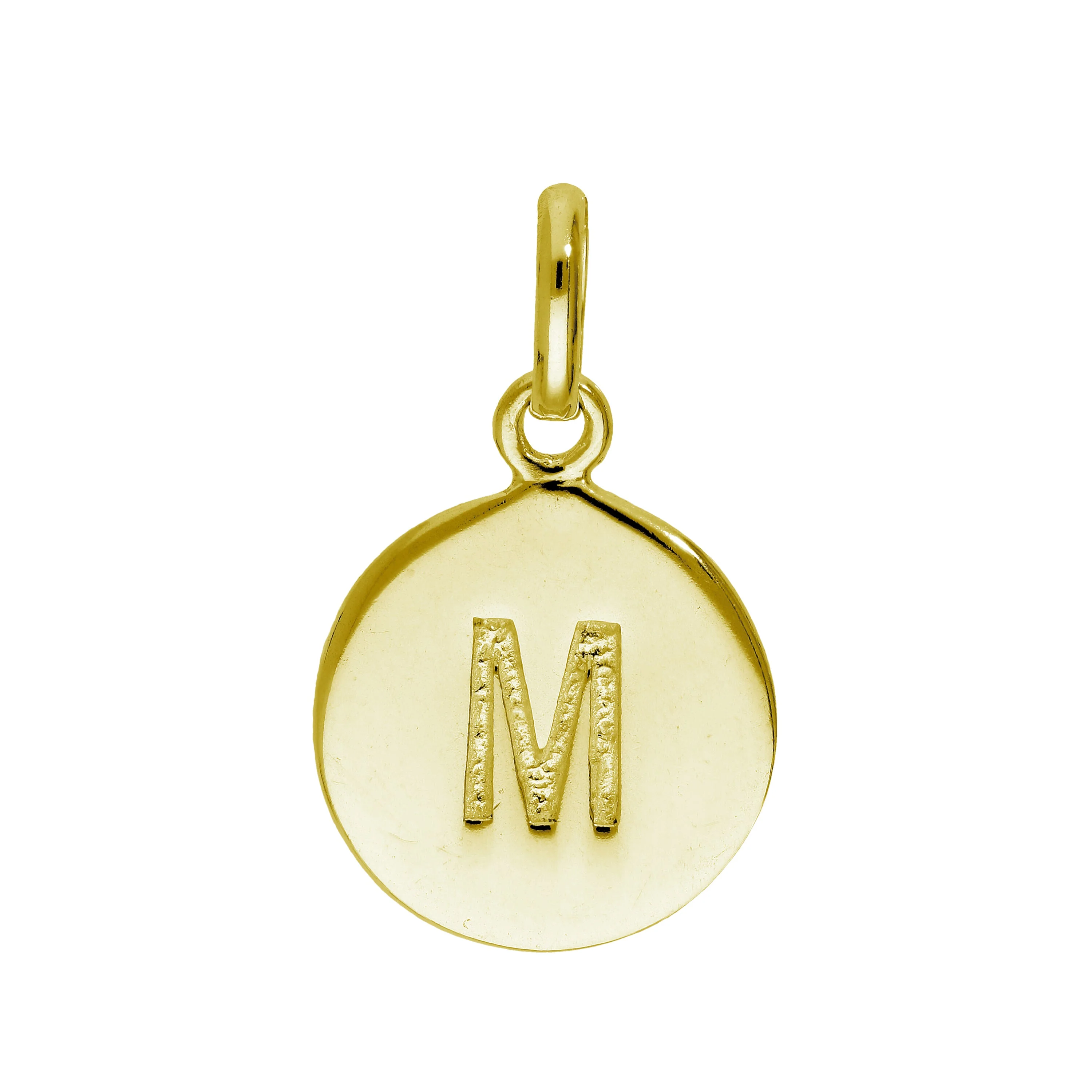 Gold Plated Sterling Silver Engravable Round Letter A-Z Charm - Image 9