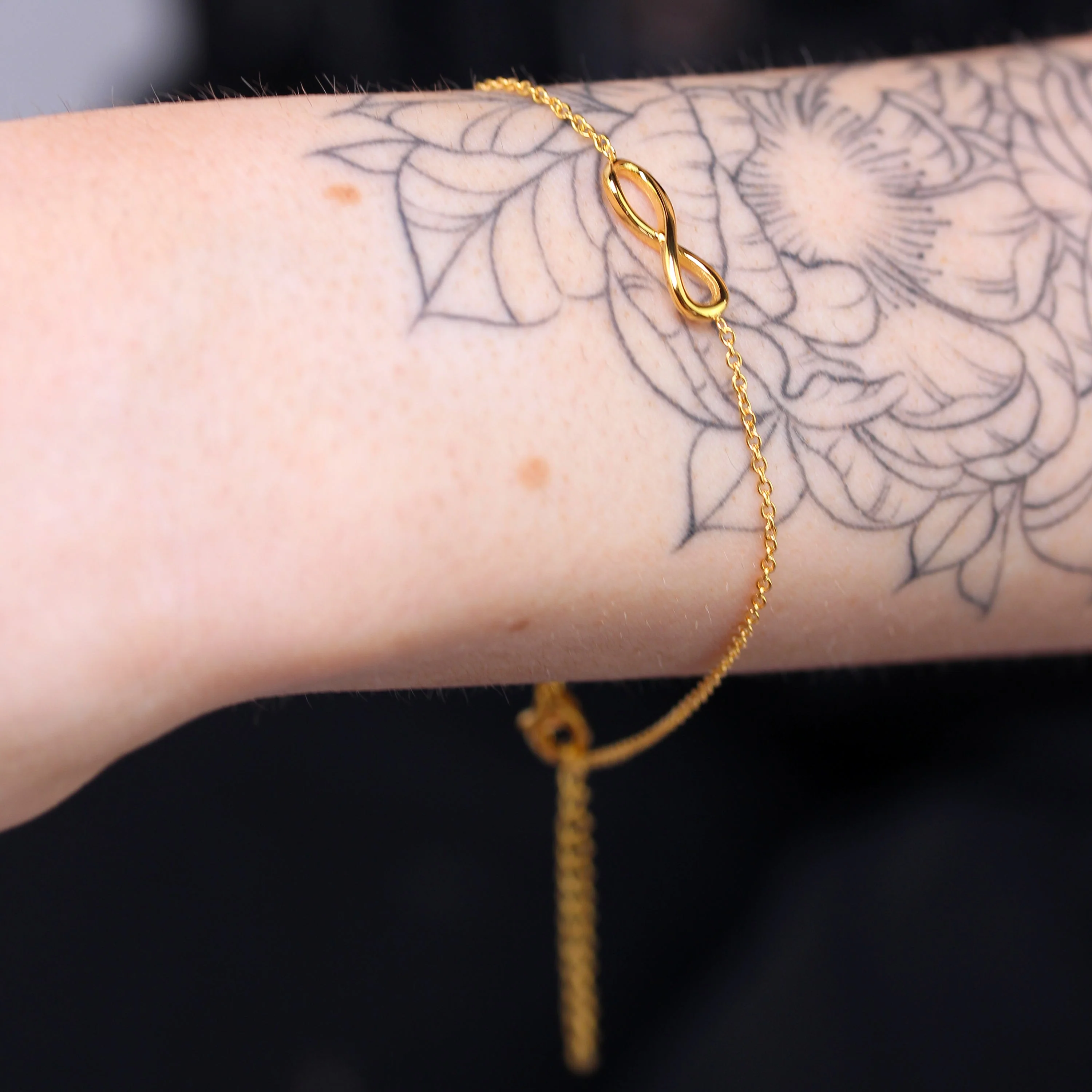 Gold Plated Sterling Silver Fine Infinity Bracelet with Clasp - Image 2