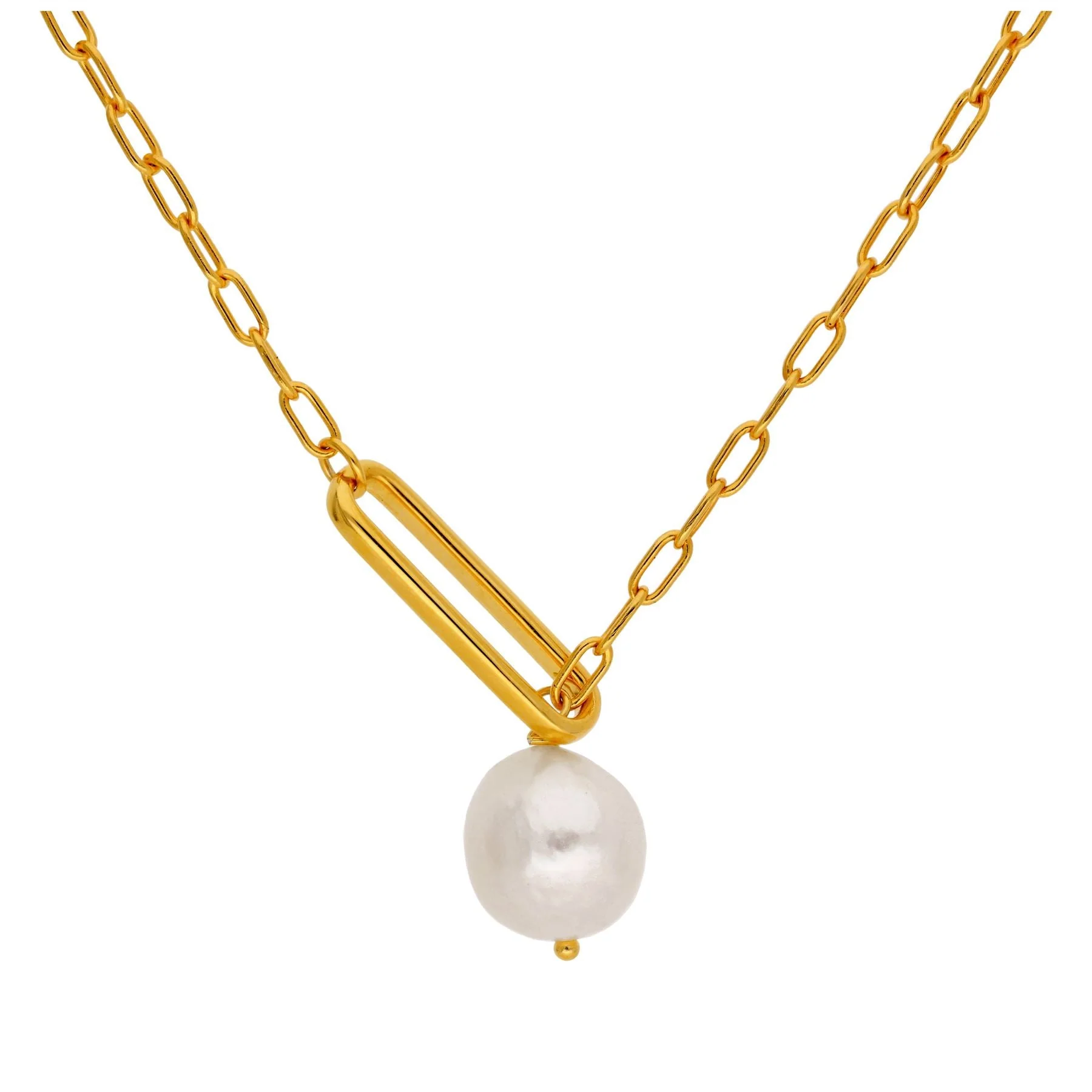 Gold Plated Sterling Silver Freshwater Pearl Drop Necklace