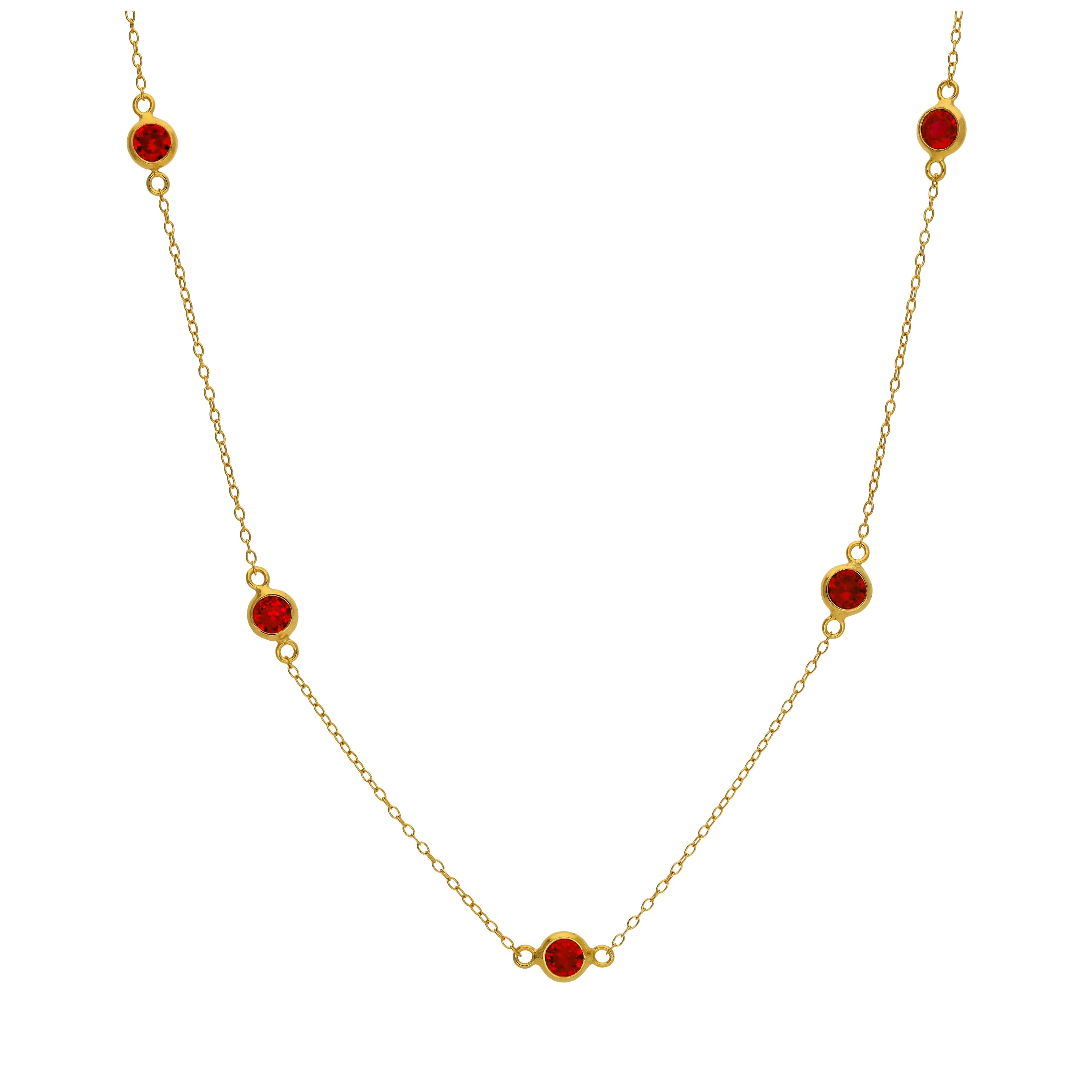 Gold Plated Sterling Silver Garnet CZ Birthstone Necklace