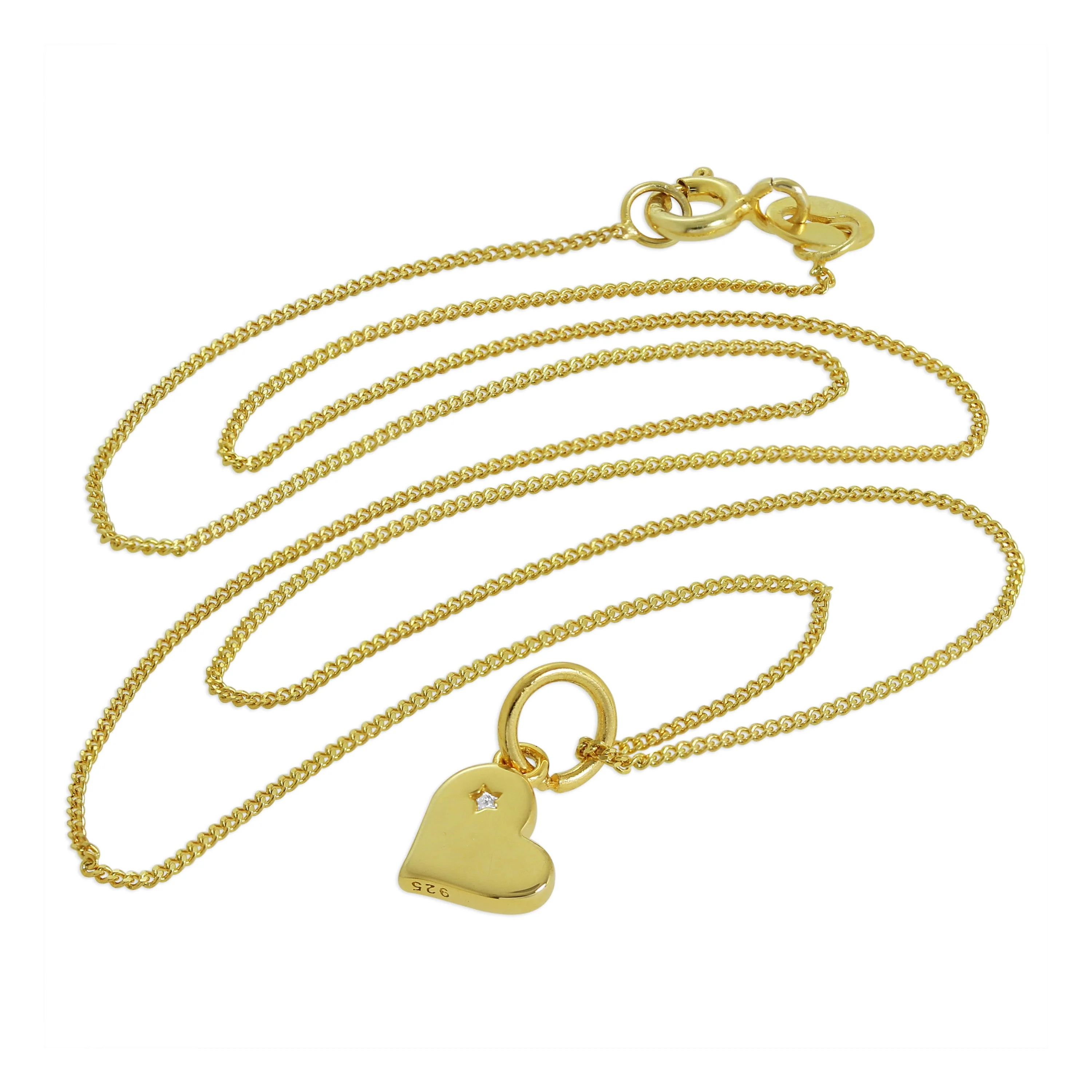 Gold Plated Sterling Silver & Genuine Diamond Heart Necklace - Image 2