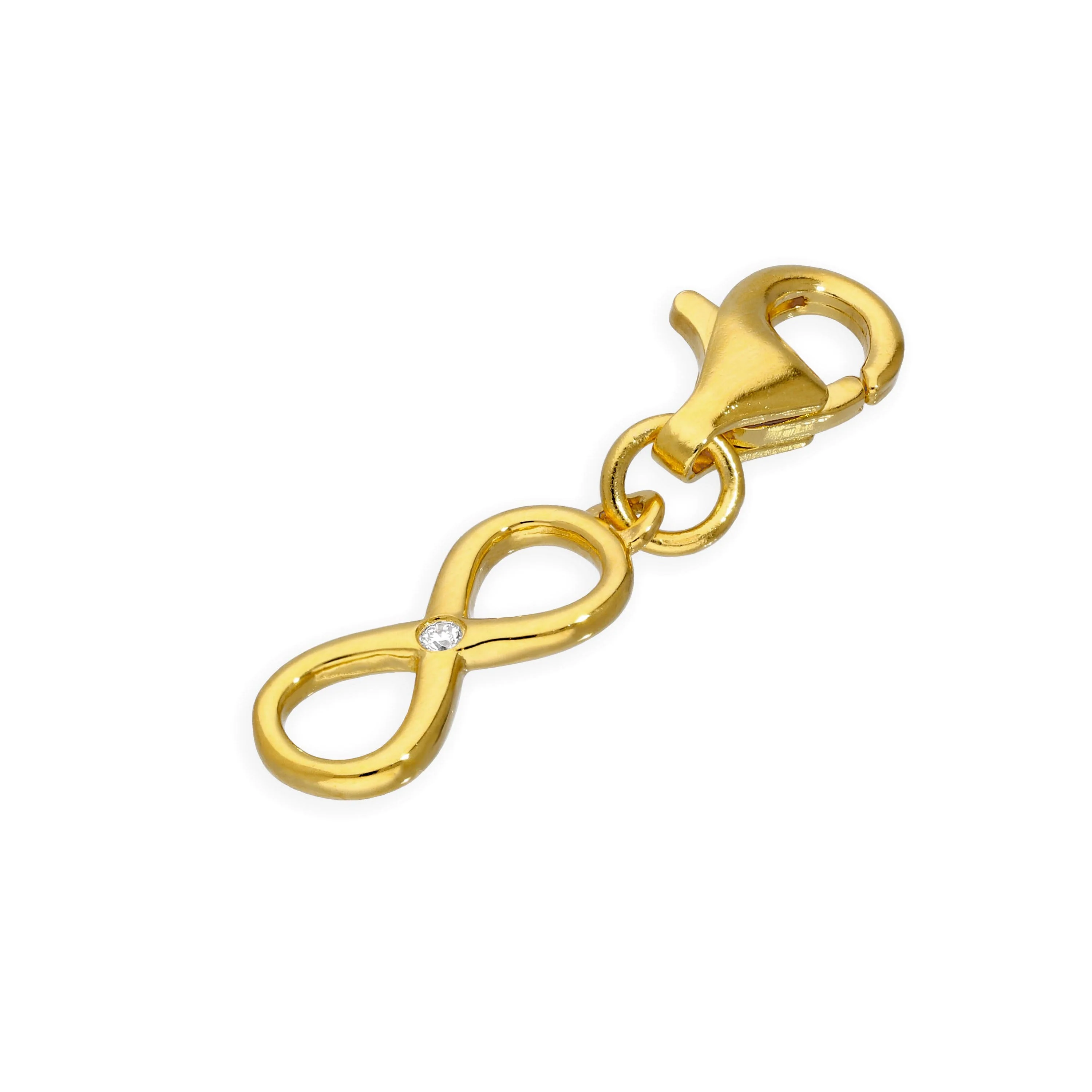 Gold Plated Sterling Silver & Genuine Diamond Infinity Symbol Clip on Charm