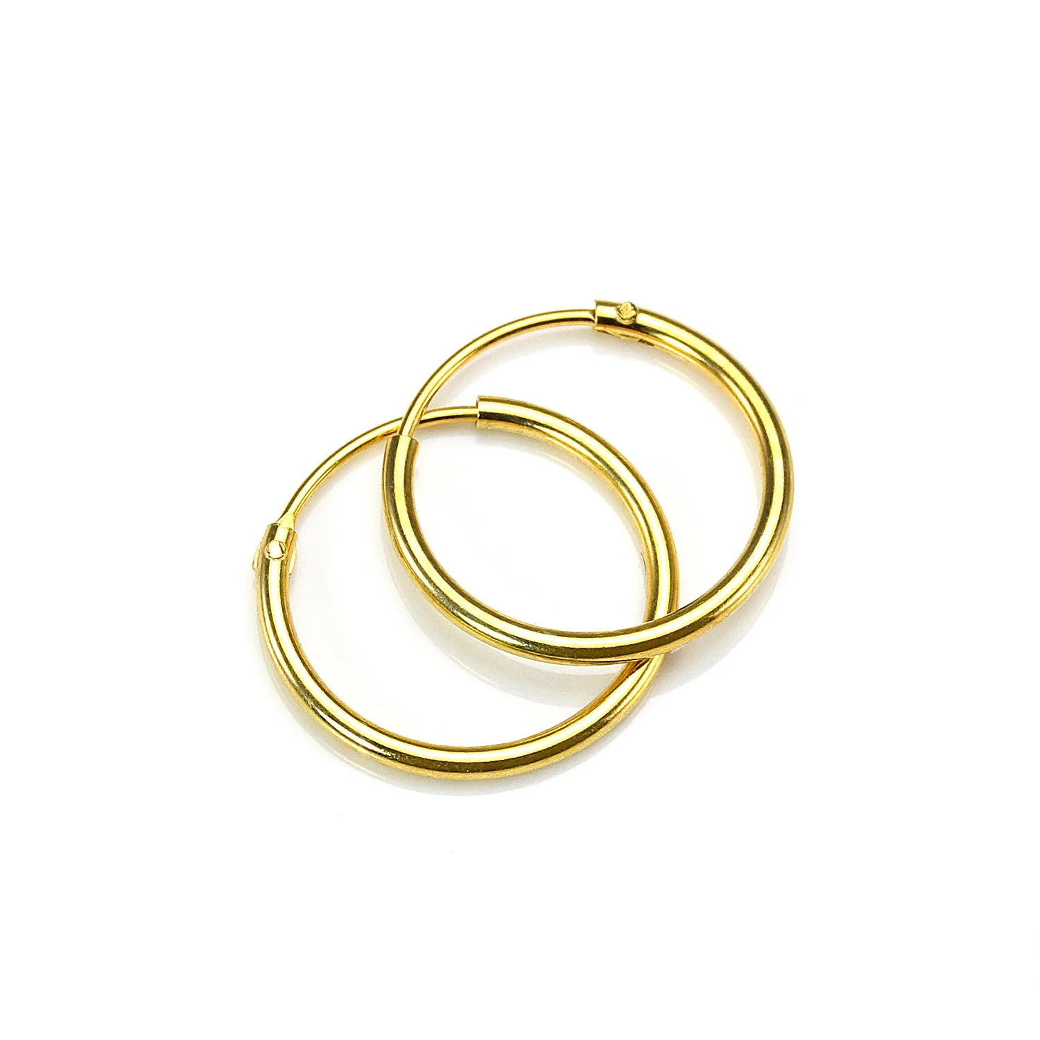 Gold Plated Sterling Silver Hoop Sleeper Earrings - 8mm - 35mm - Image 9