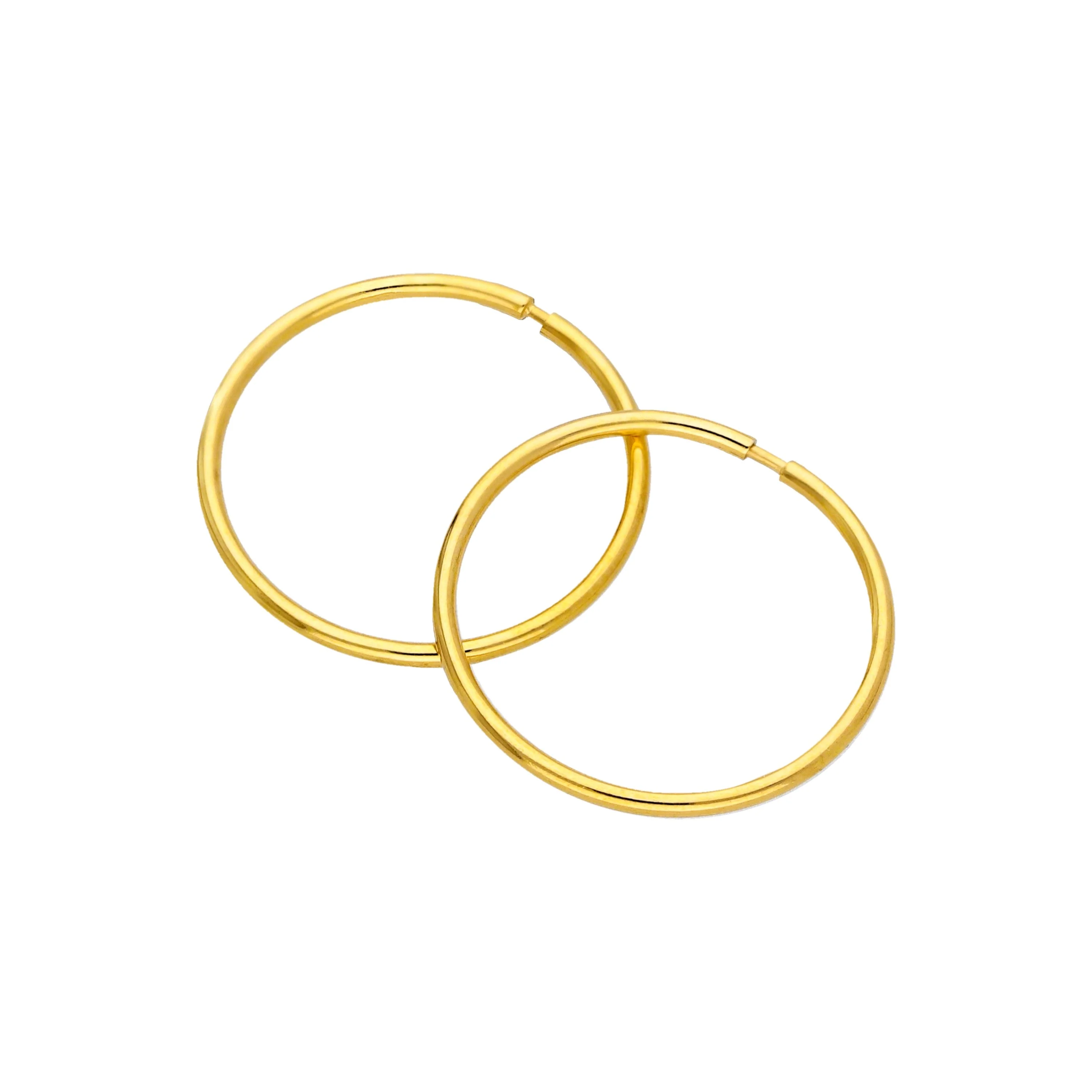 Gold Plated Sterling Silver Light Sleeper 14mm Hoop Earrings