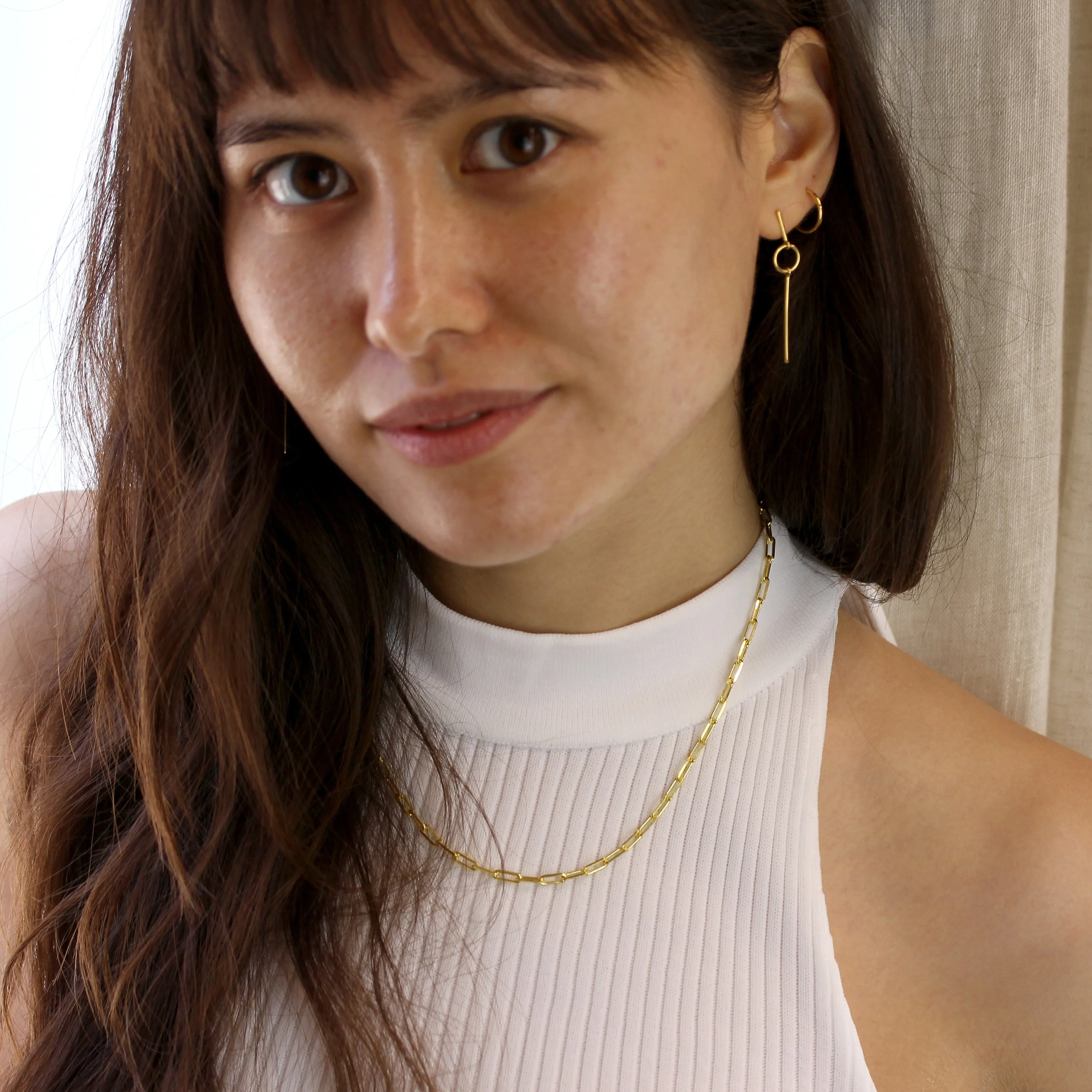 Gold Plated Sterling Silver Long Cable Link Necklace 18 Inches - Image 2