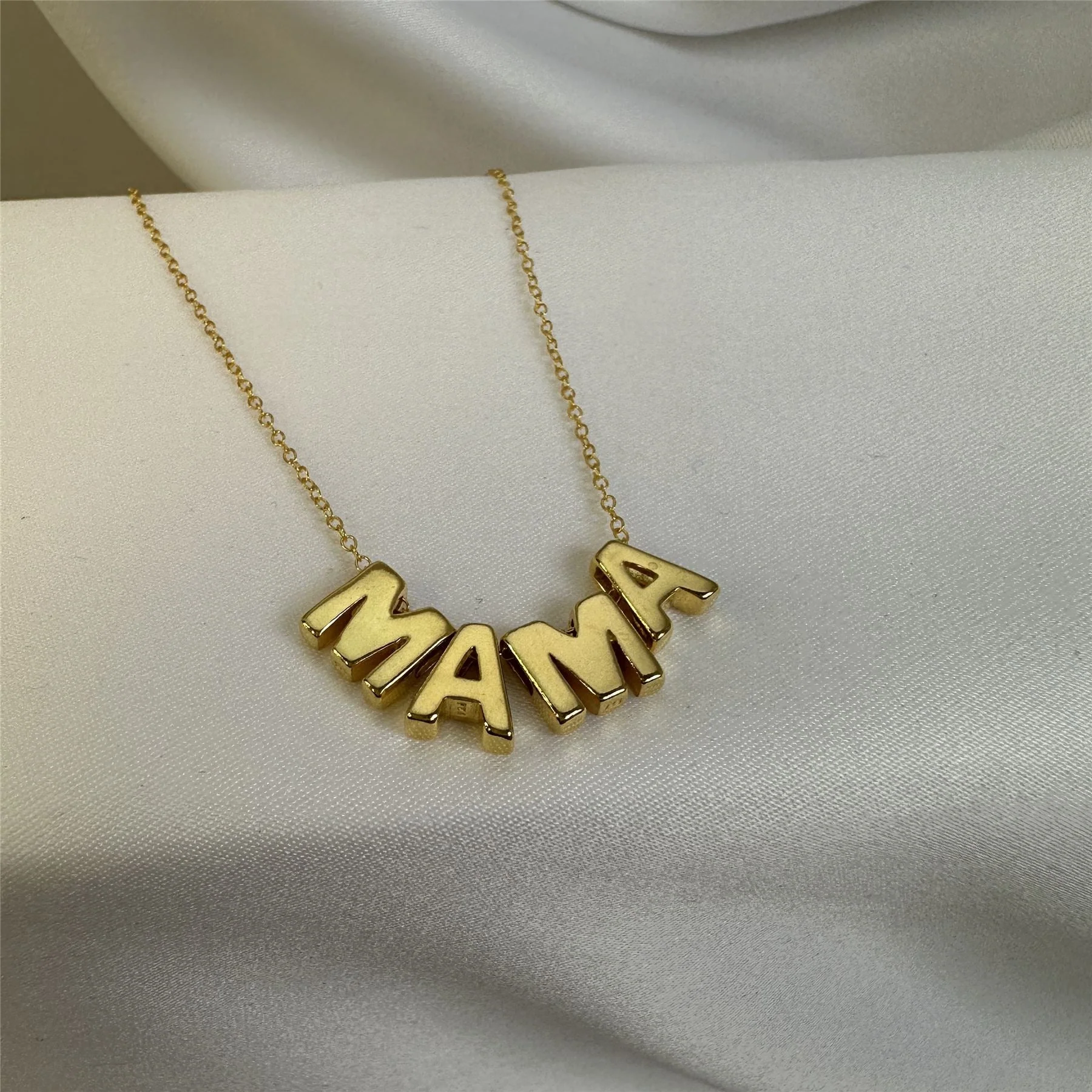 gold plated sterling silver mama threader necklace 18 inches - Image 3