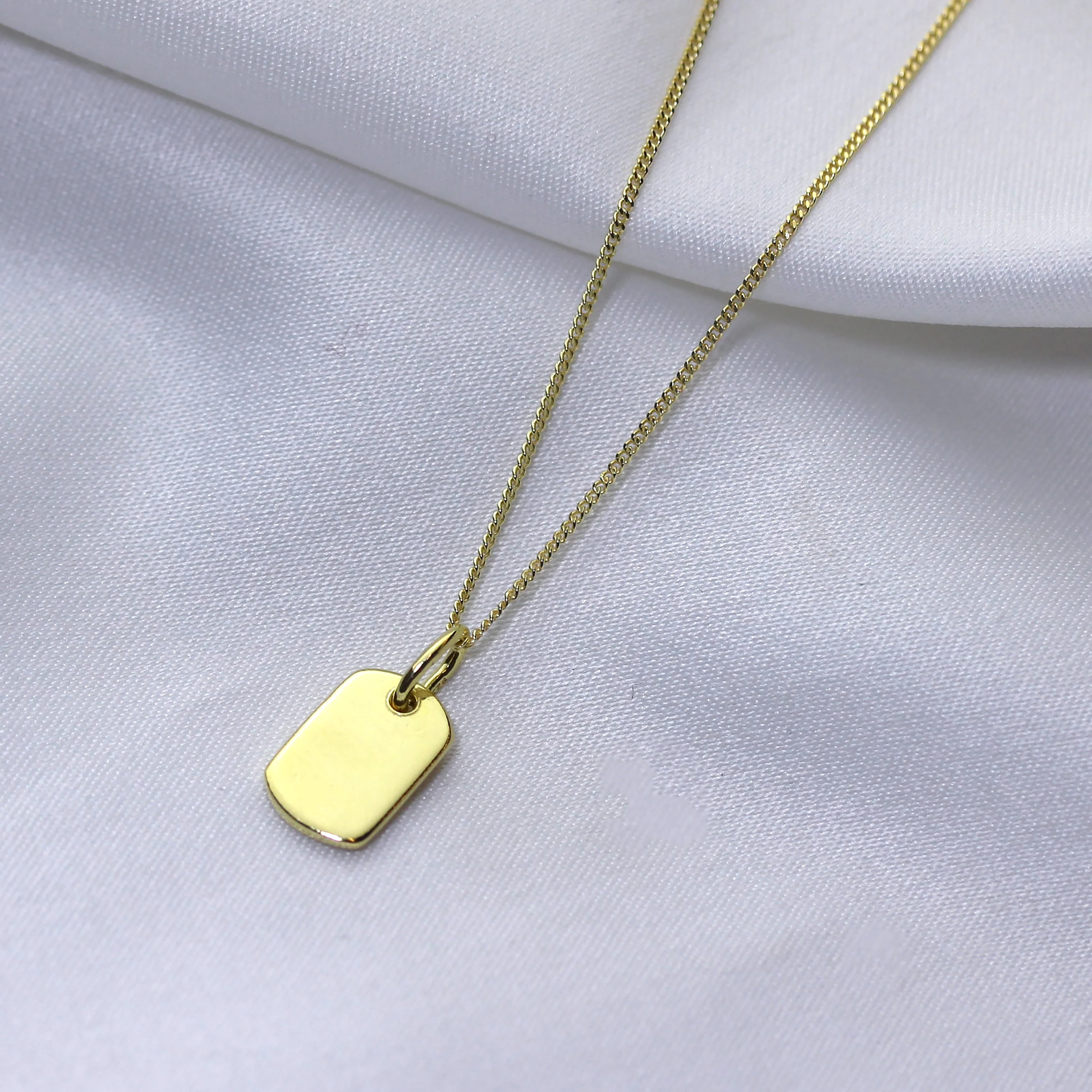 Gold Plated Sterling Silver Mini Engravable Tag Necklace - Image 3