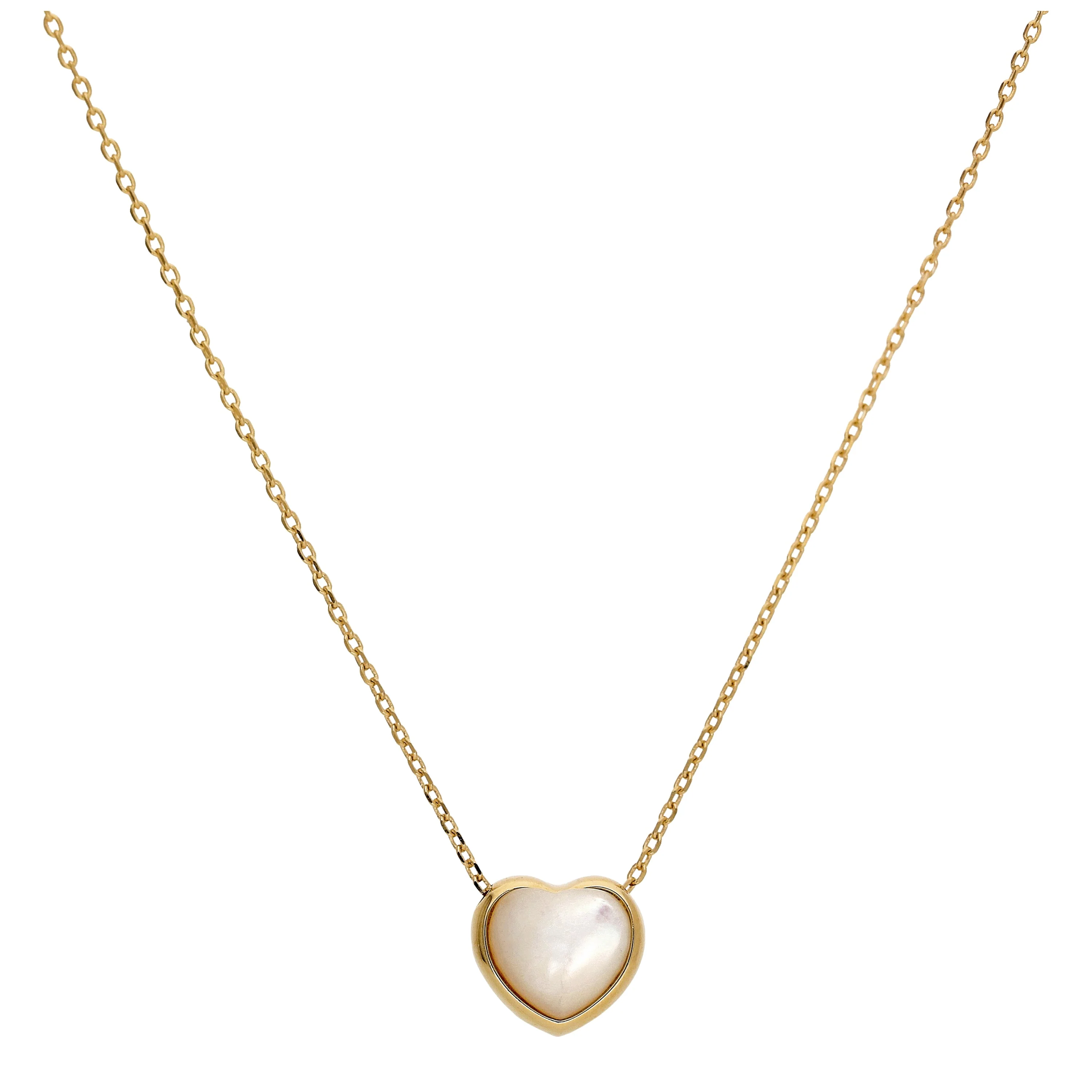 Gold Plated Sterling Silver Mother of Pearl Heart Necklace