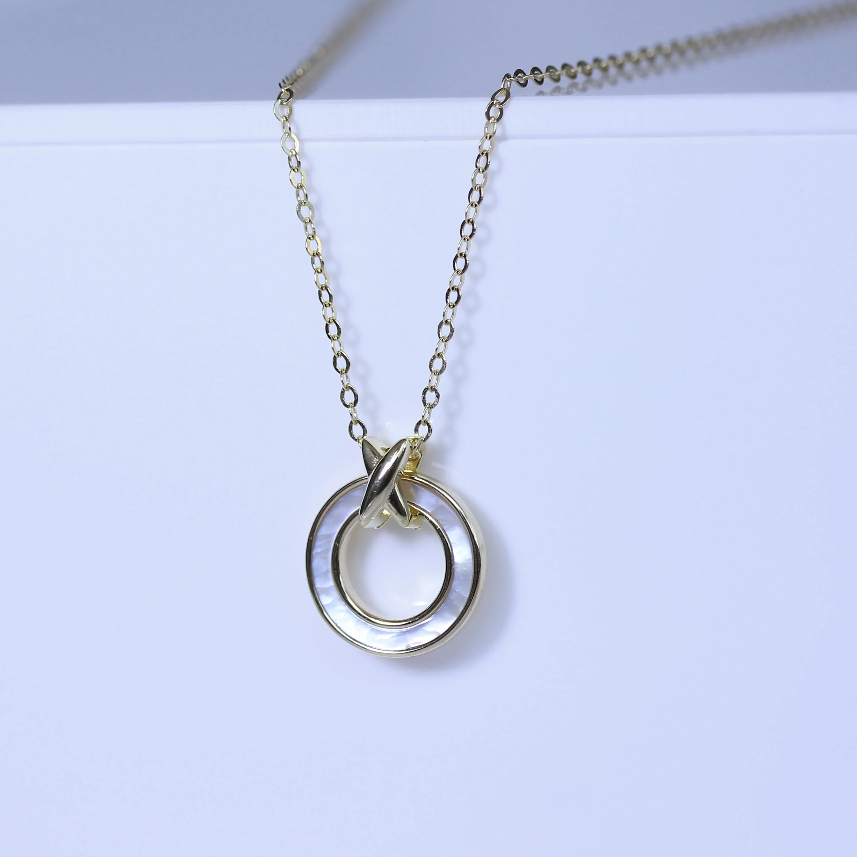 Gold Plated Sterling Silver Mother of Pearl Karma Necklace - Image 3