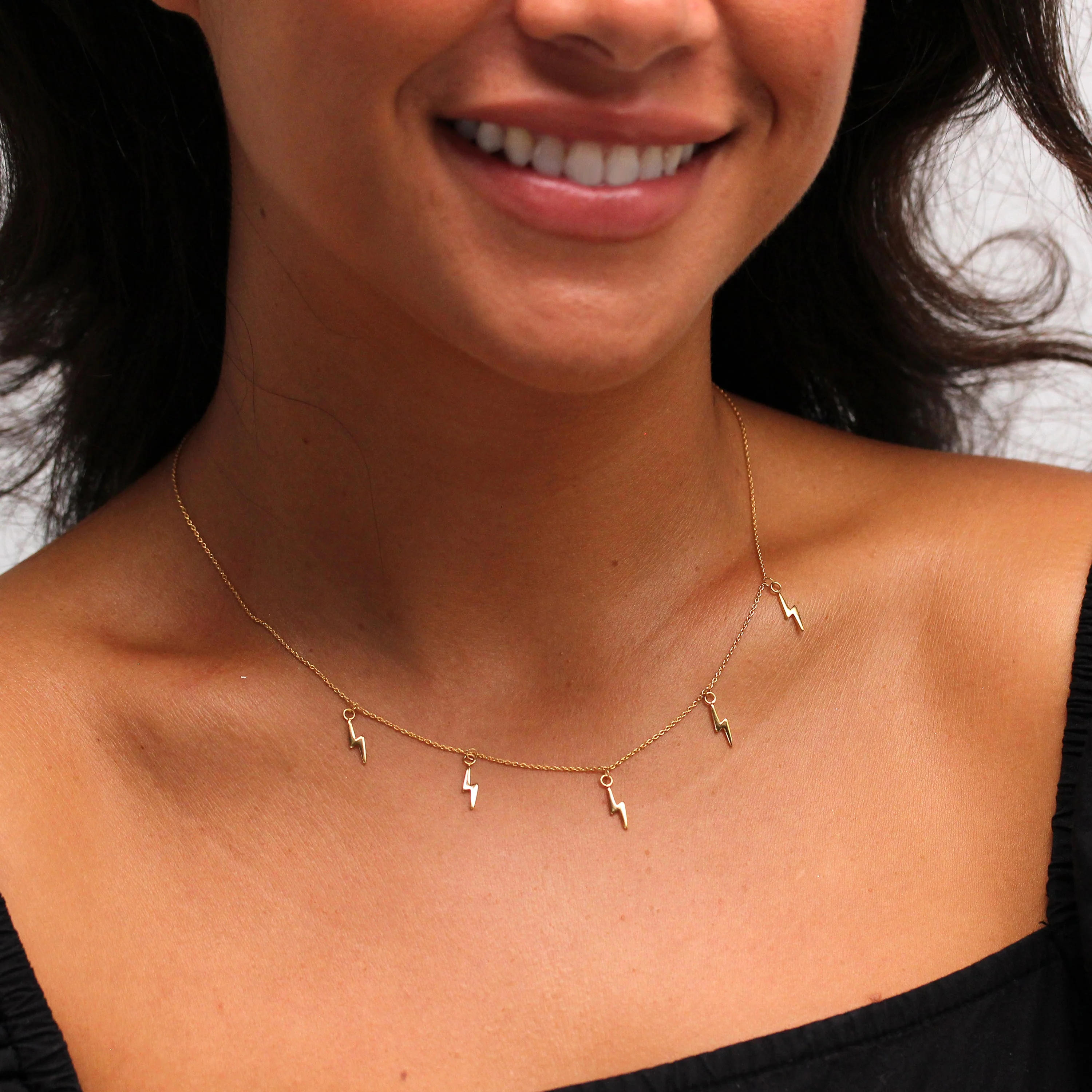 Gold Plated Sterling Silver Multi Lightning 16 Inch Necklace - Image 2