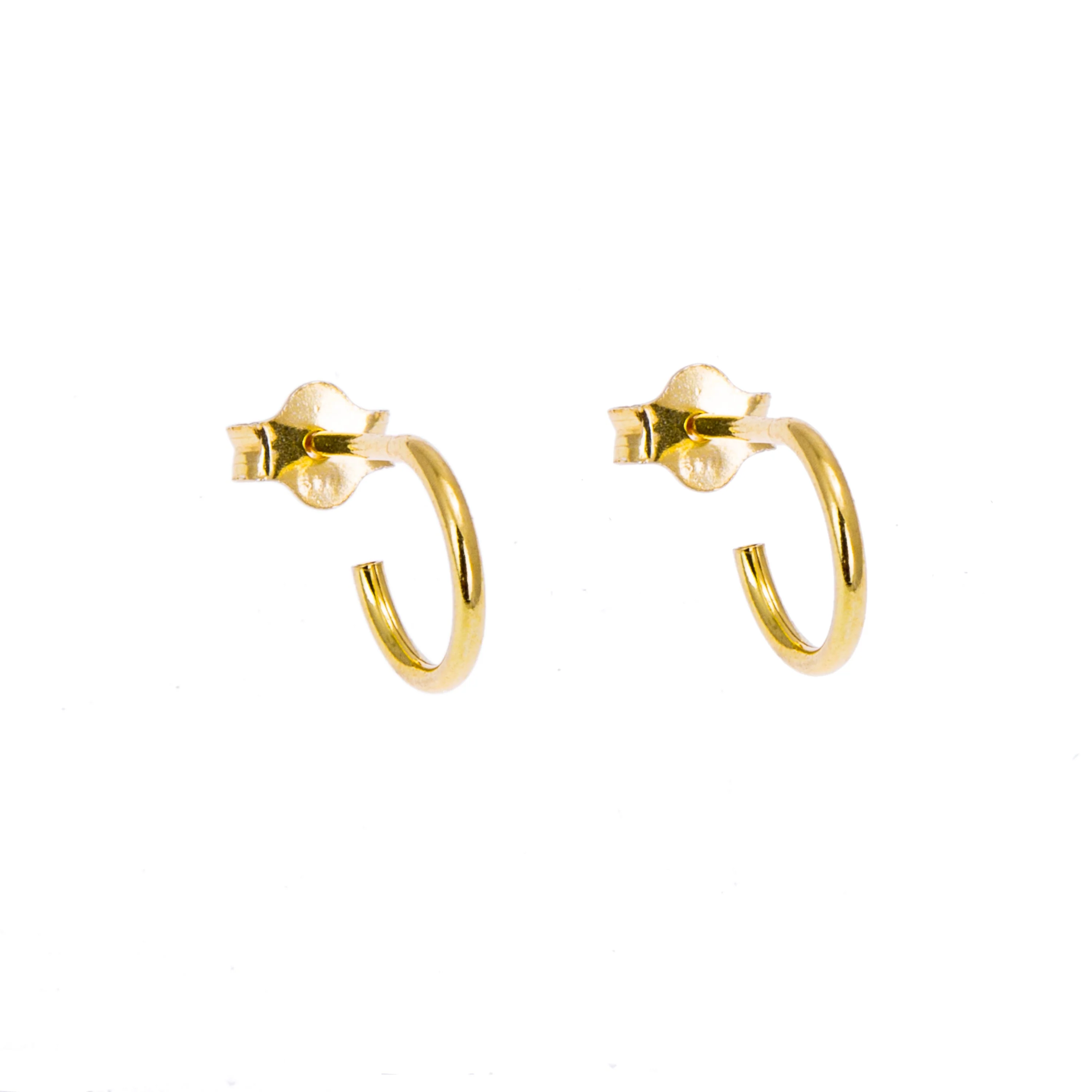 Gold Plated Sterling Silver Open 8-16mm Hoop Stud Earrings - Image 3