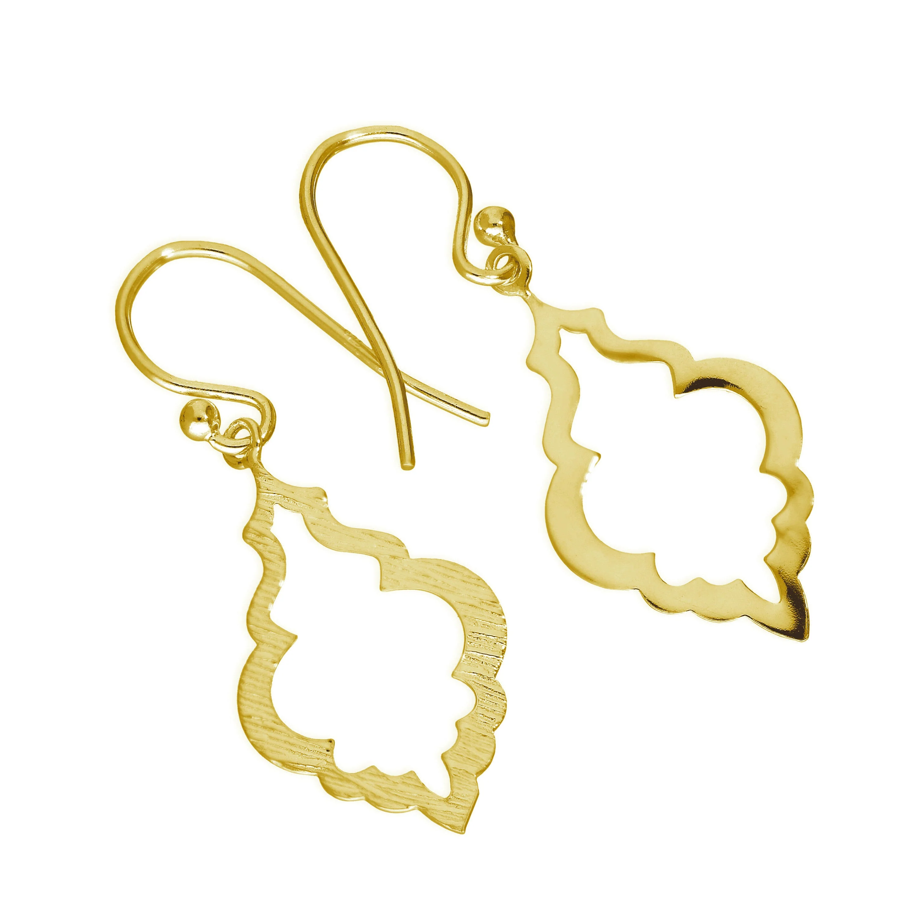 Gold Plated Sterling Silver Open Shell Shape Drop Earrings - Image 2