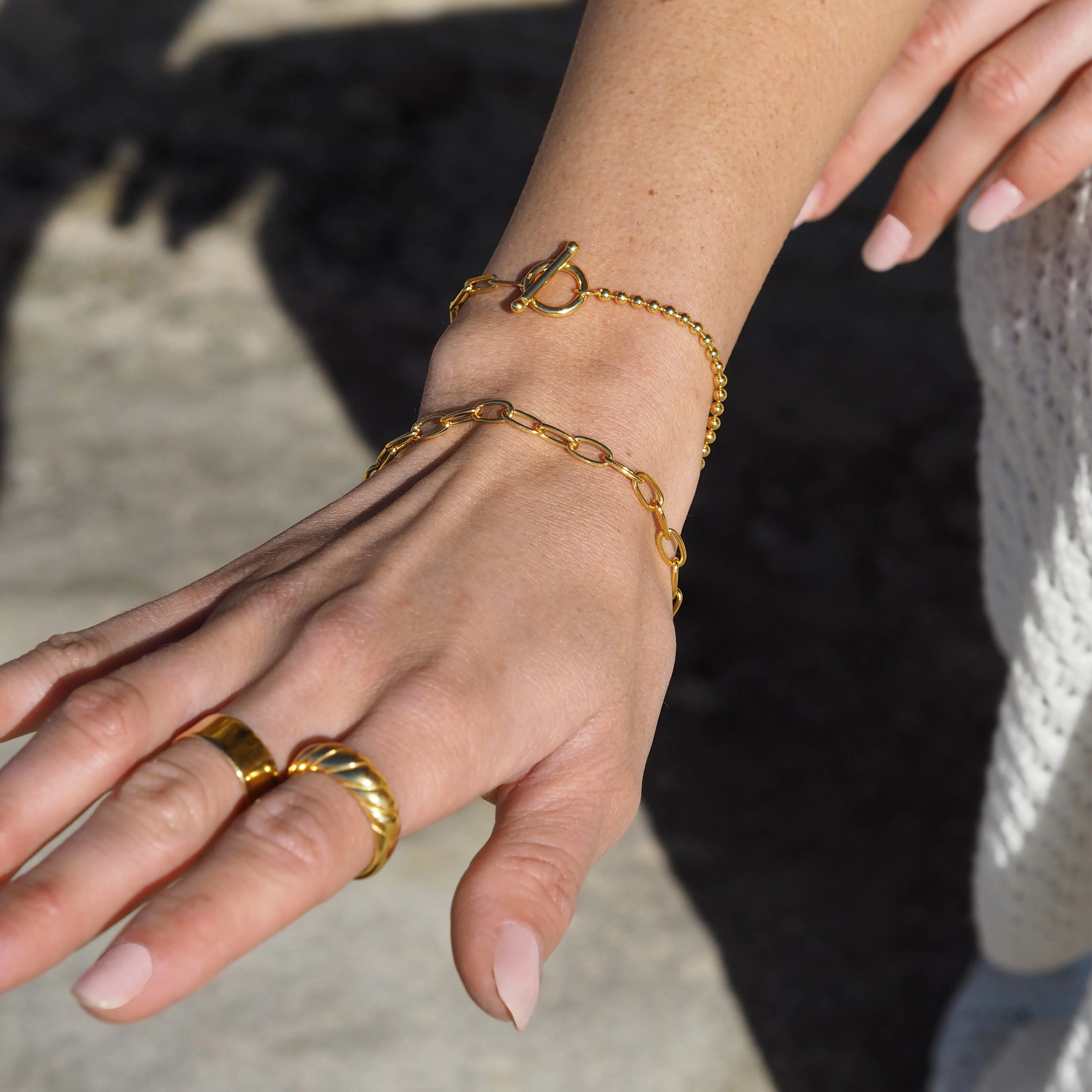 Gold Plated Sterling Silver Oval Belcher Bracelet - 7.5 Inches - Image 2