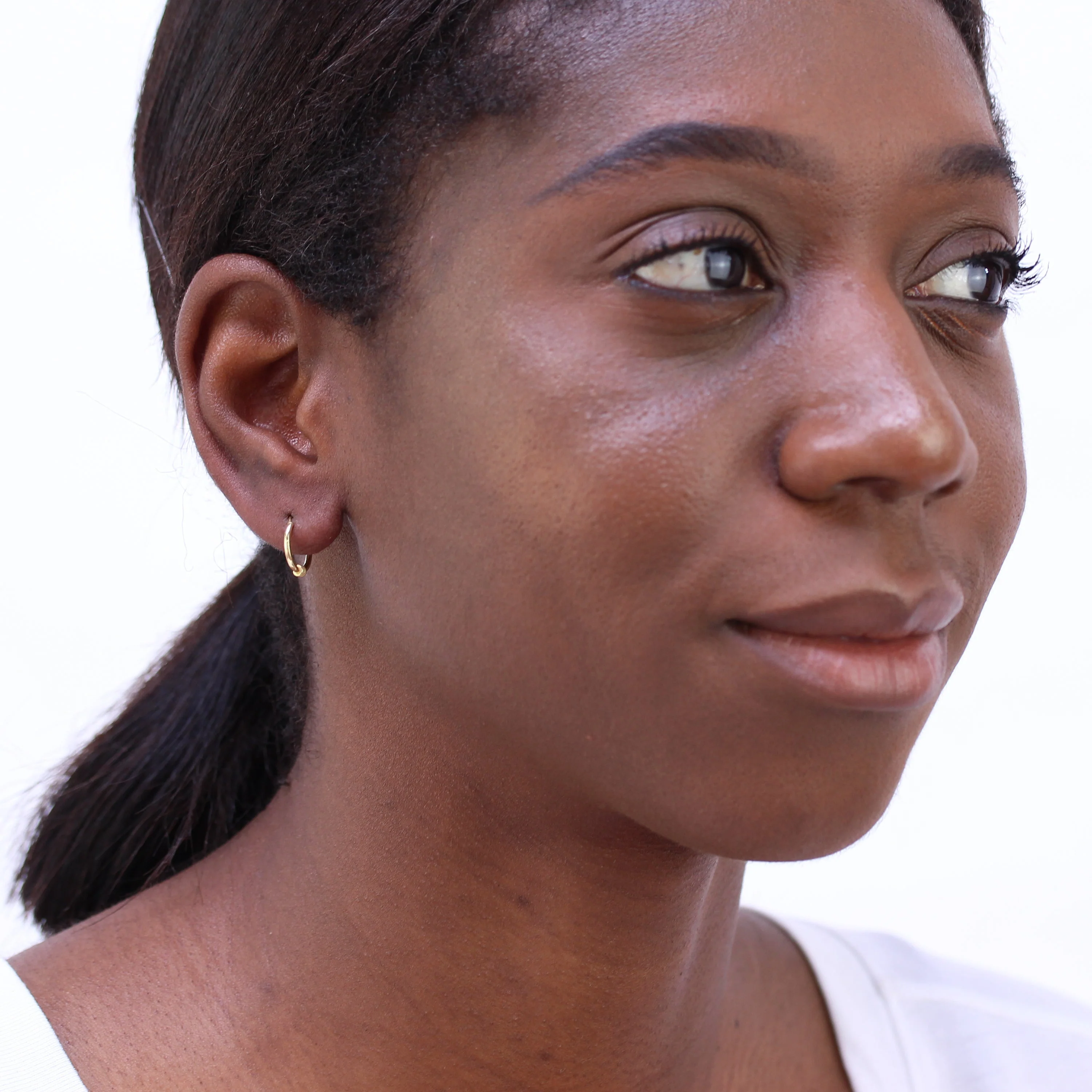Gold Plated Sterling Silver Sleeper 13mm Hoop Earrings with Wire Coil - Image 2