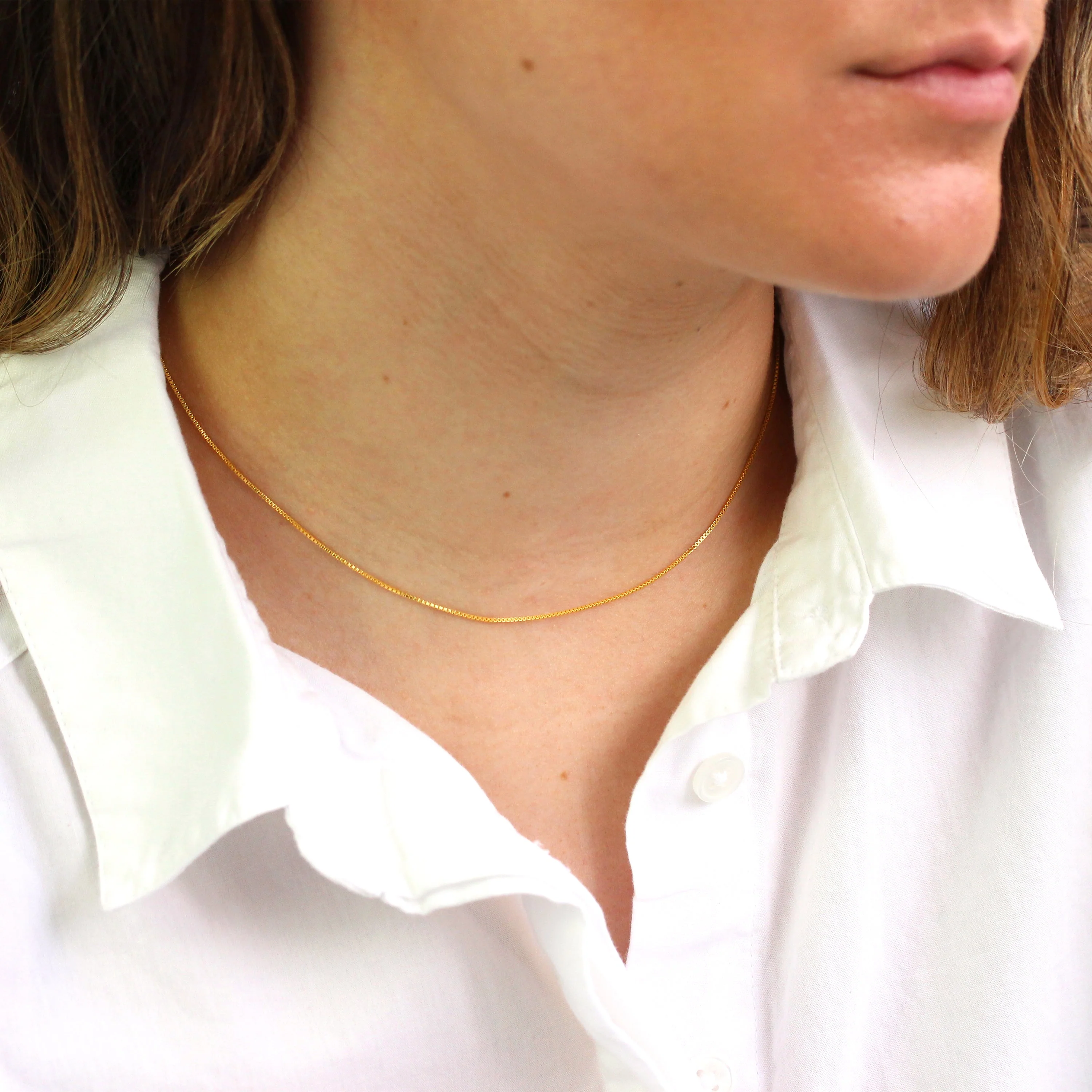 Gold Plated Sterling Silver Slider Clasp Box Chain up to 24 Inches - Image 3