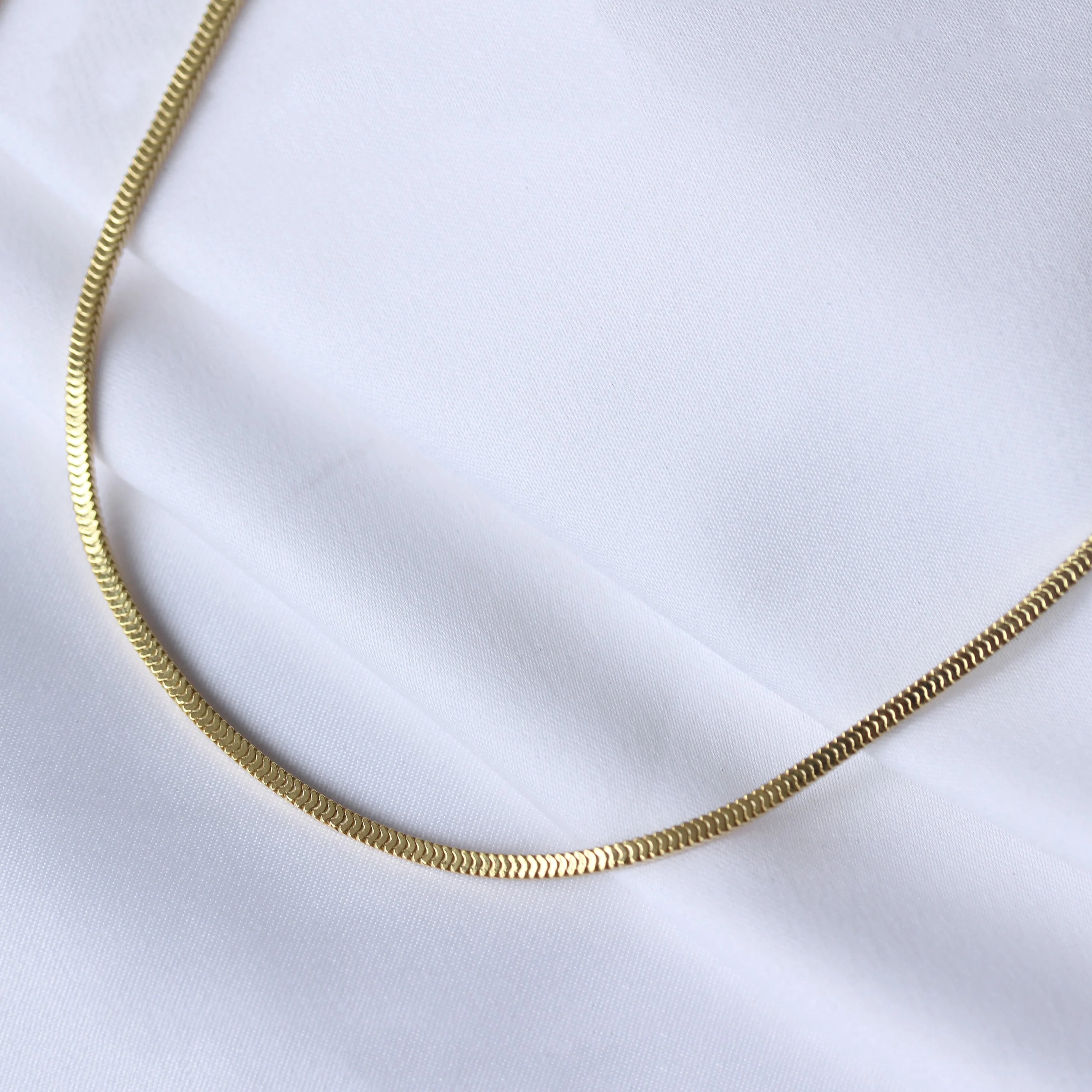 Gold Plated Sterling Silver Square 2mm Snake Necklace 16-18 Inches - Image 5