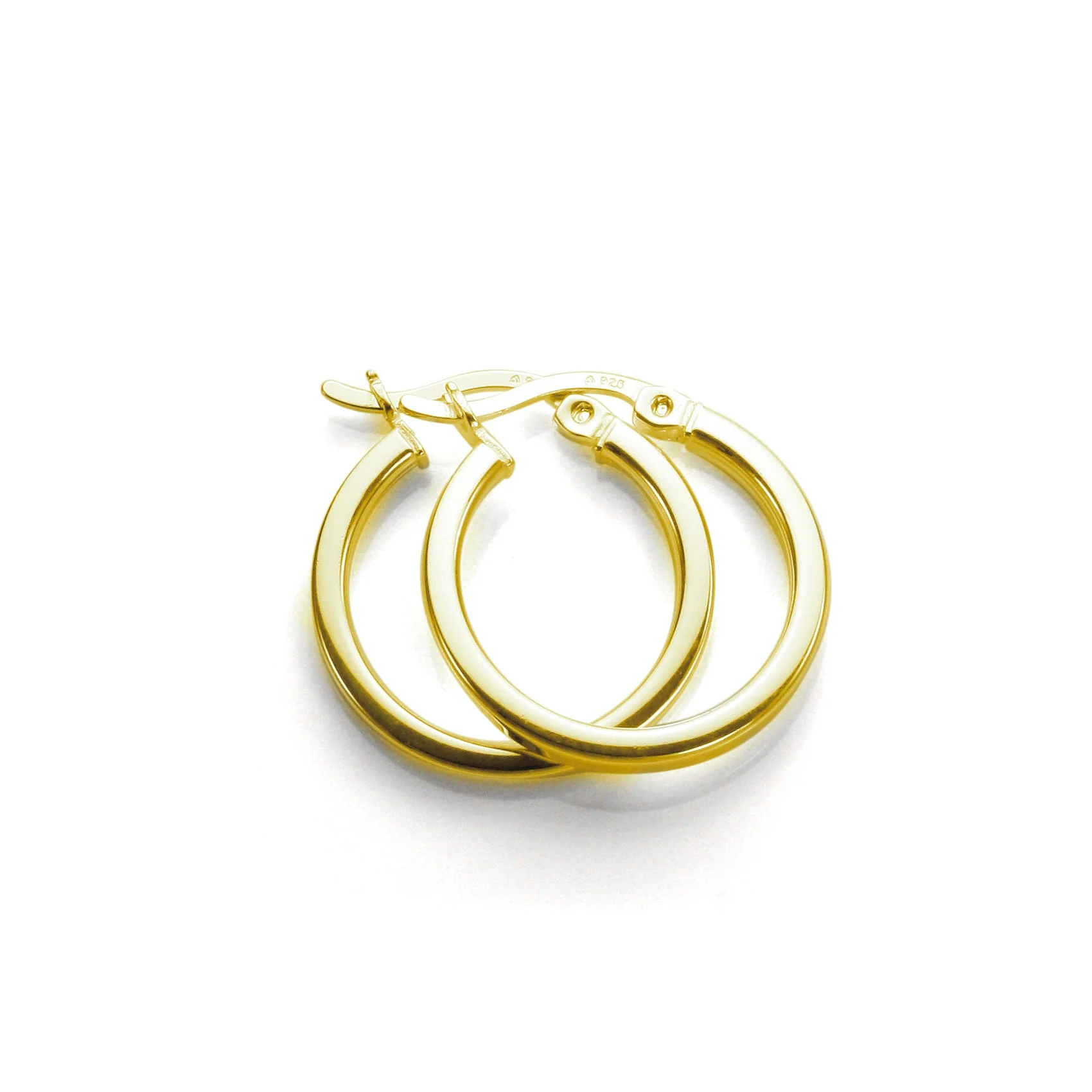 Gold Plated Sterling Silver Square Tube Hoop Earrings 12-40mm - Image 3