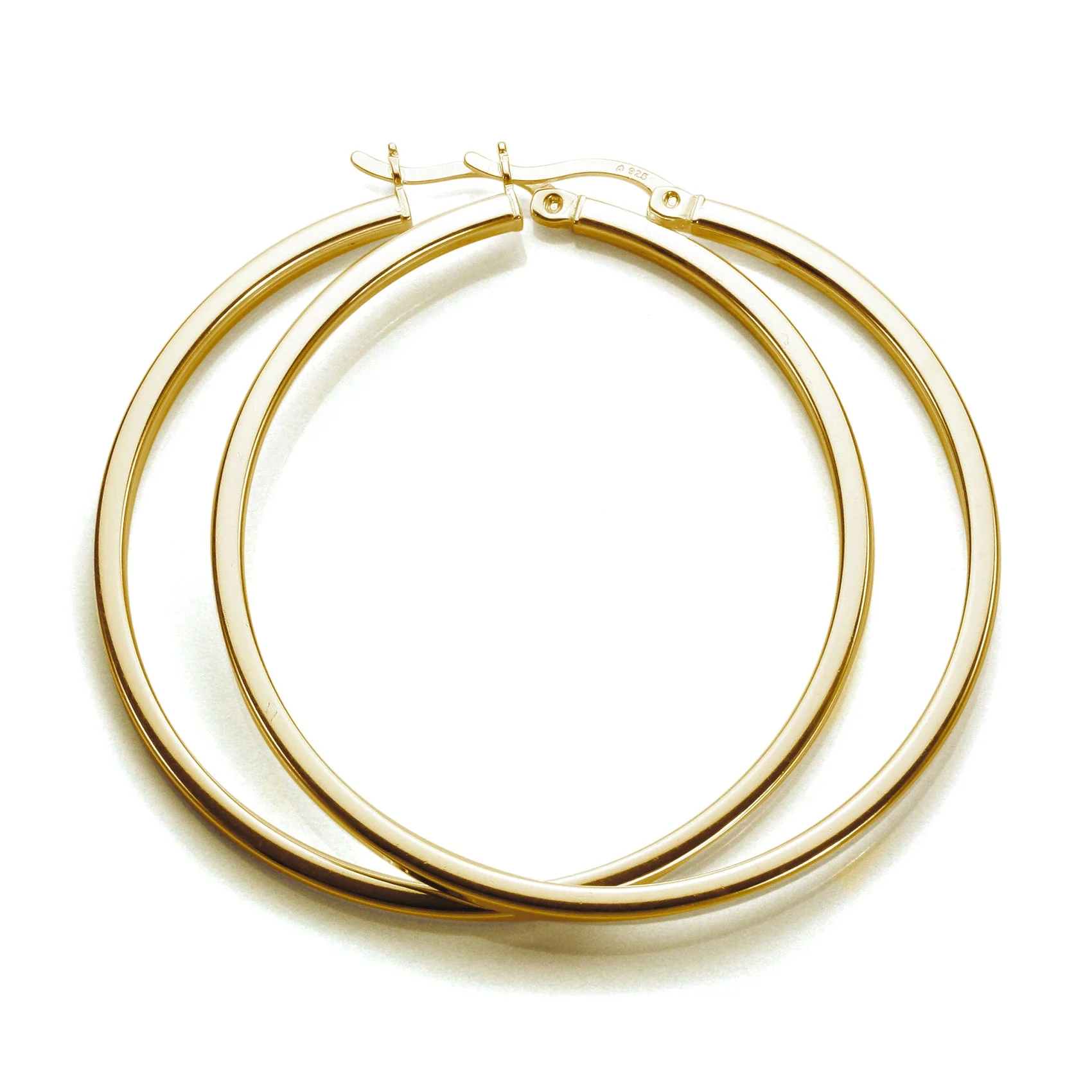 Gold Plated Sterling Silver Square Tube Hoop Earrings 12-40mm - Image 6