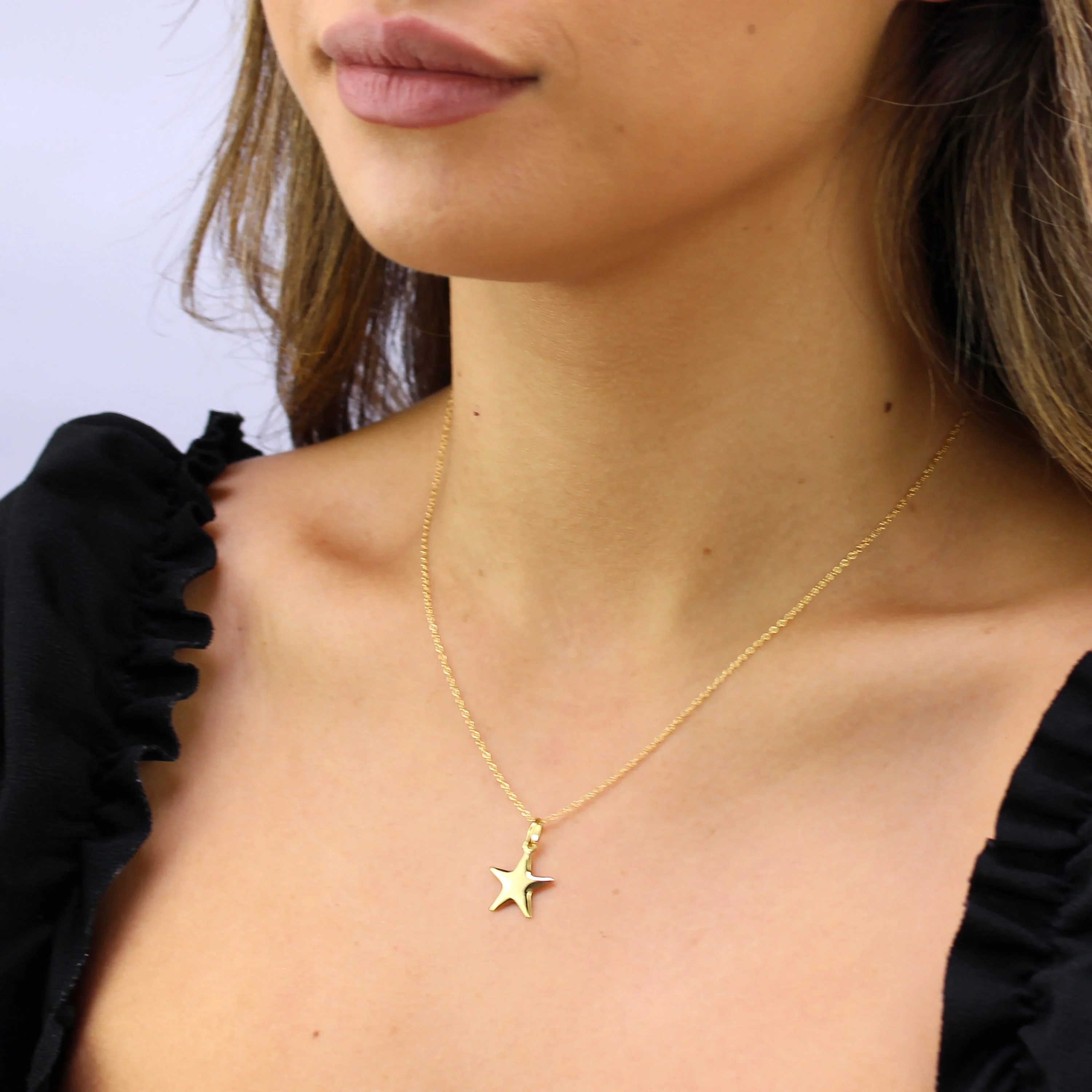 Gold Plated Sterling Silver Star Necklace - 16 - 22 Inches - Image 2