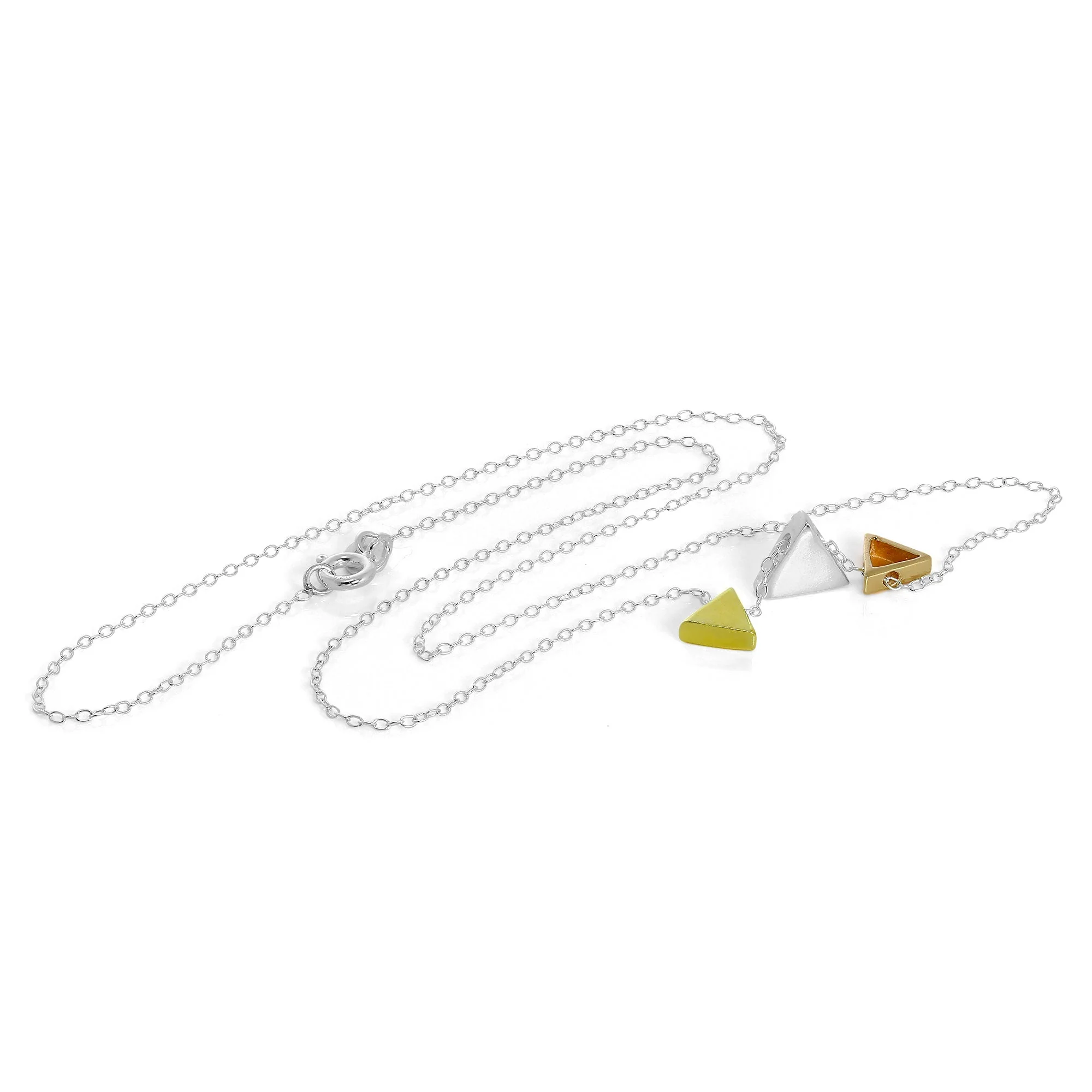 Gold Plated Sterling Silver Trapezium Necklace on 18 Inch Chain - Image 2
