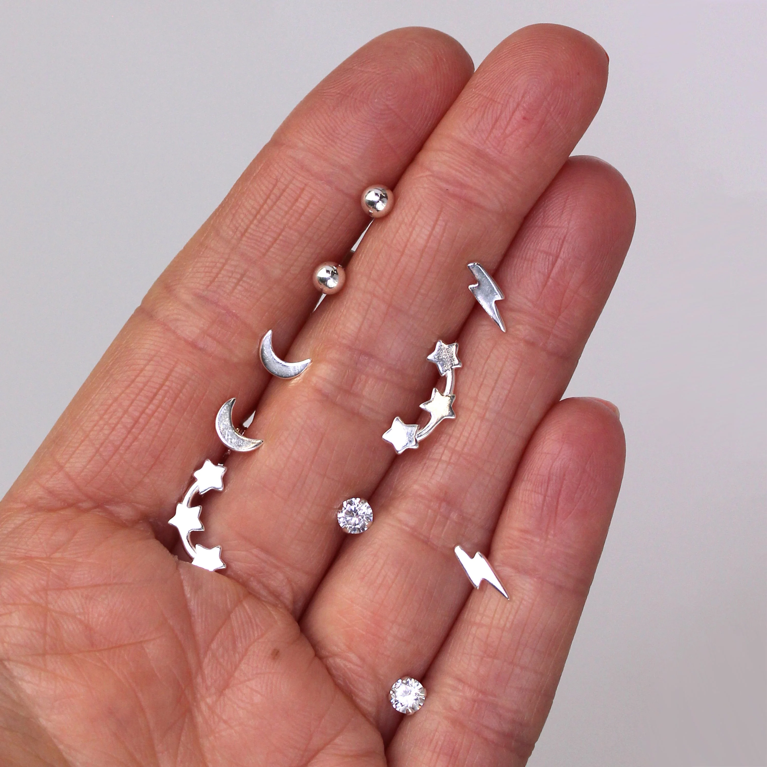 Small Sterling Silver Shooting Stars Stud Earrings - Image 3