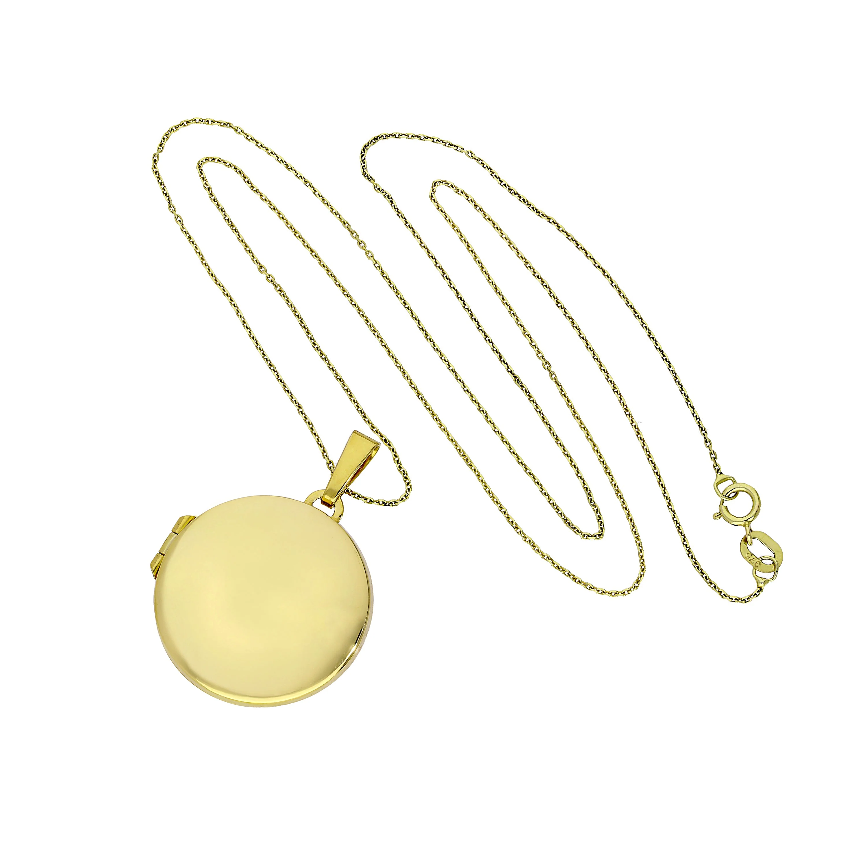 Large 9ct Gold Engravable Round Locket on Chain 16 - 20 Inches - Image 2