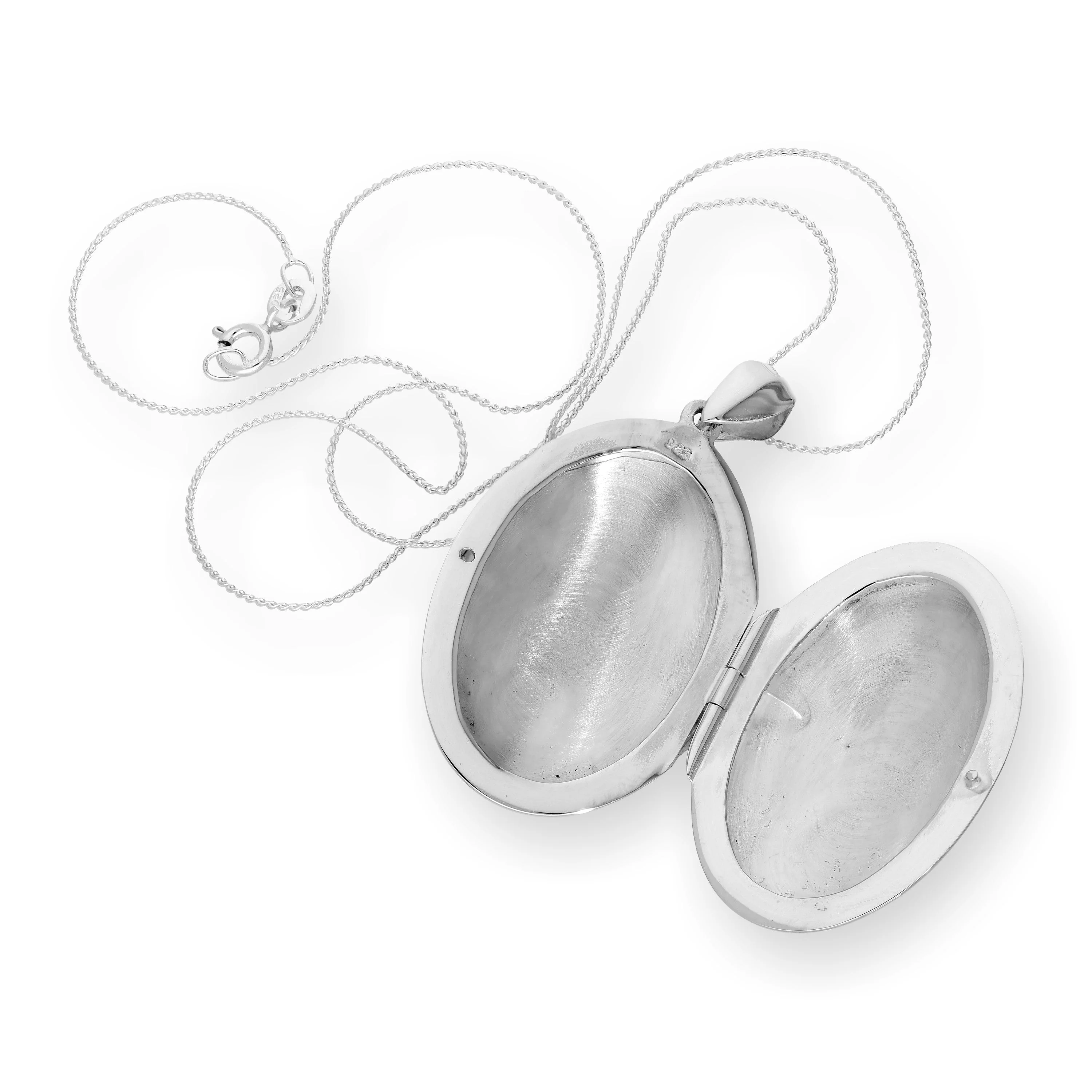 Large Sterling Silver Engravable Oval Locket on Chain 16 - 22 Inches - Image 3