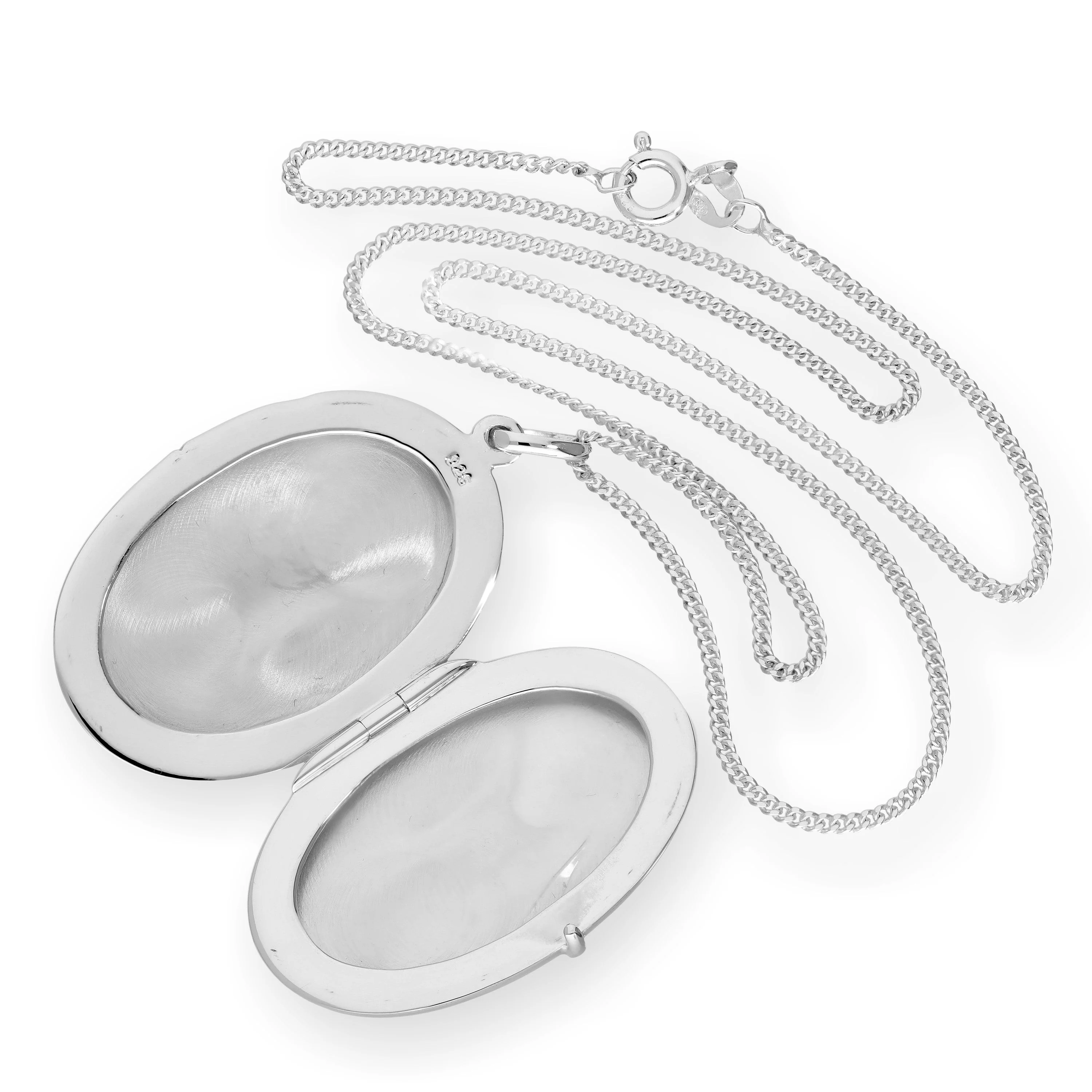 Large Sterling Silver Engravable Oval Locket on Chain 16 - 24 Inches - Image 3