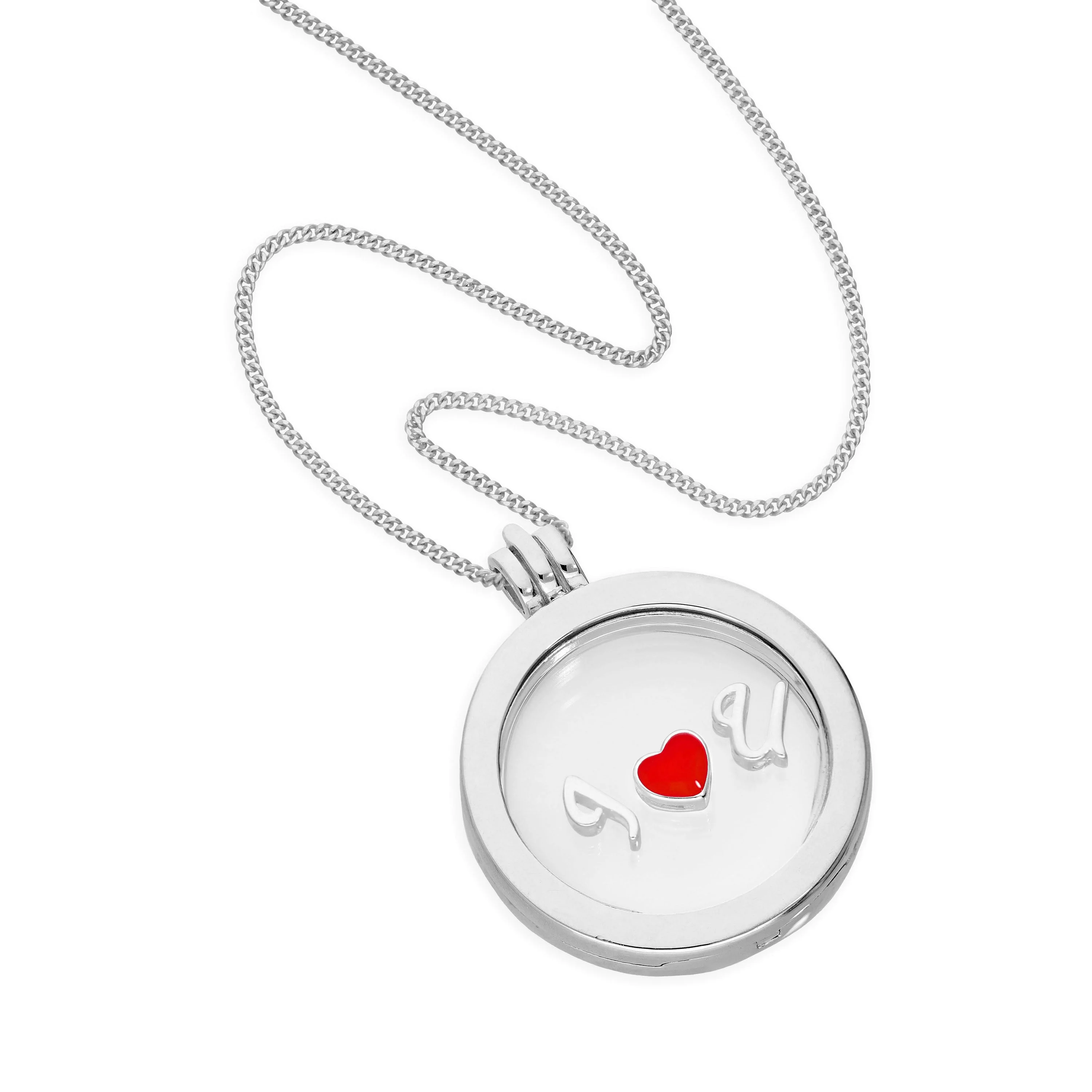 Large Sterling Silver Round Floating Charm Locket on Chain 16 - 24 Inches - Image 4
