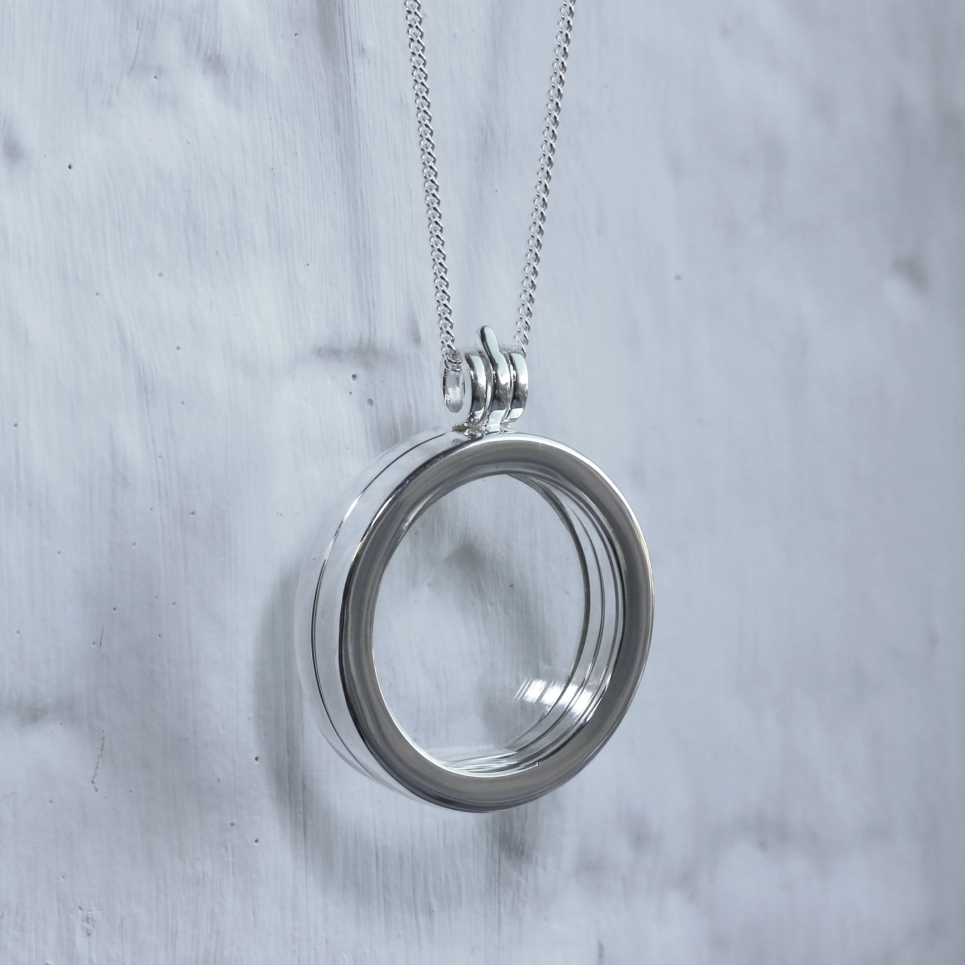 Large Sterling Silver Round Floating Charm Locket on Chain 16 - 24 Inches - Image 6
