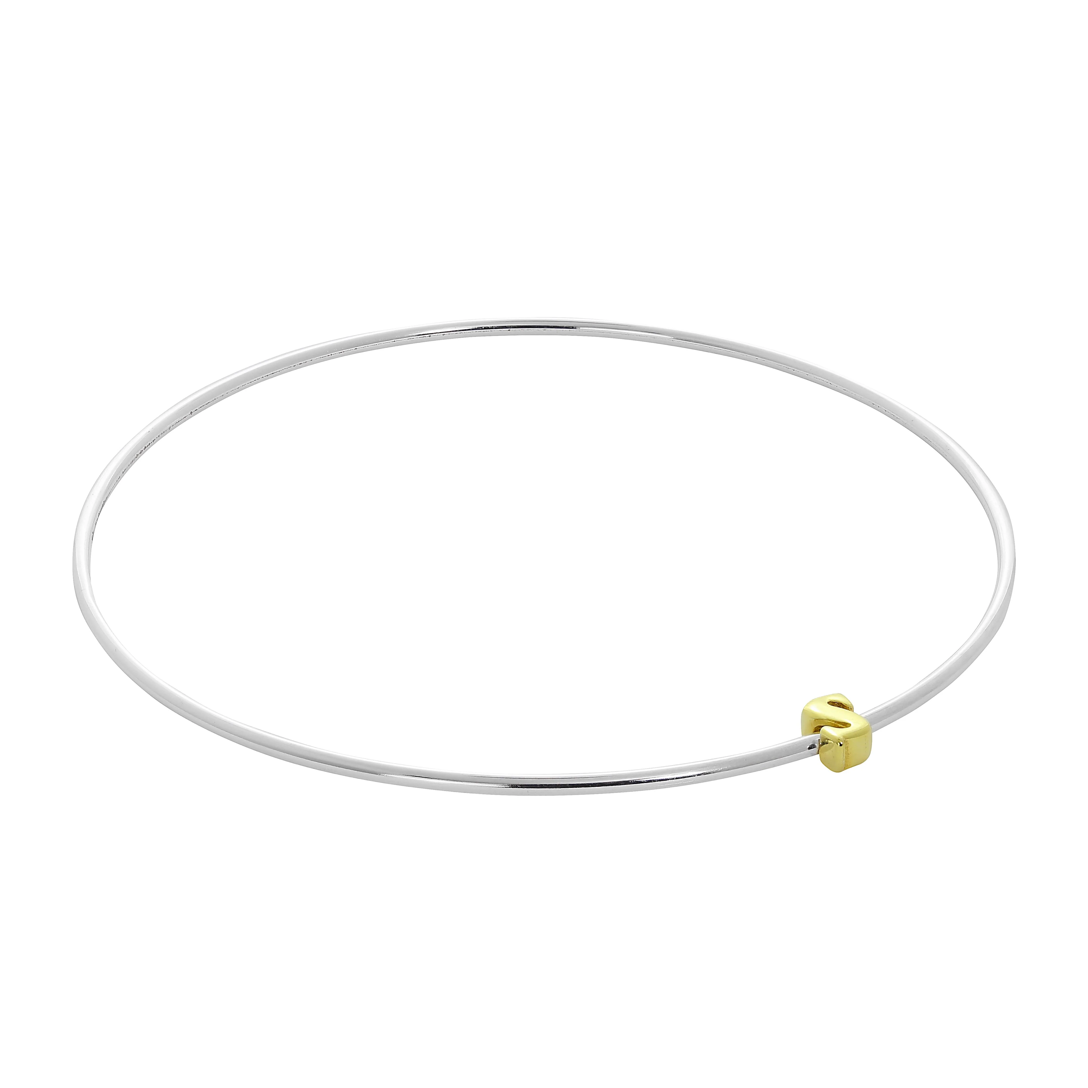 Light Sterling Silver Stacking Bangle with Letter Beads A - Z - Image 10