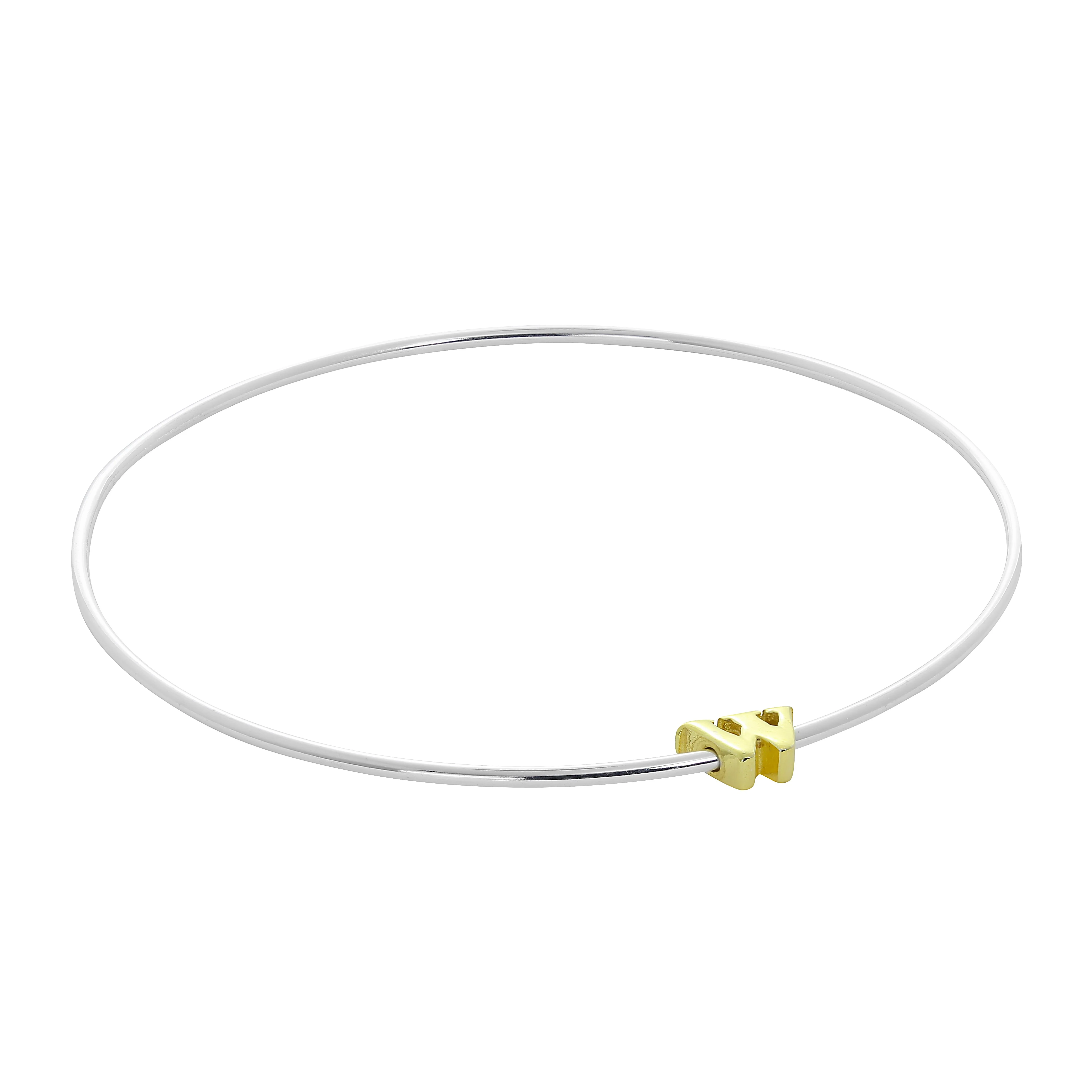 Light Sterling Silver Stacking Bangle with Letter Beads A - Z - Image 19