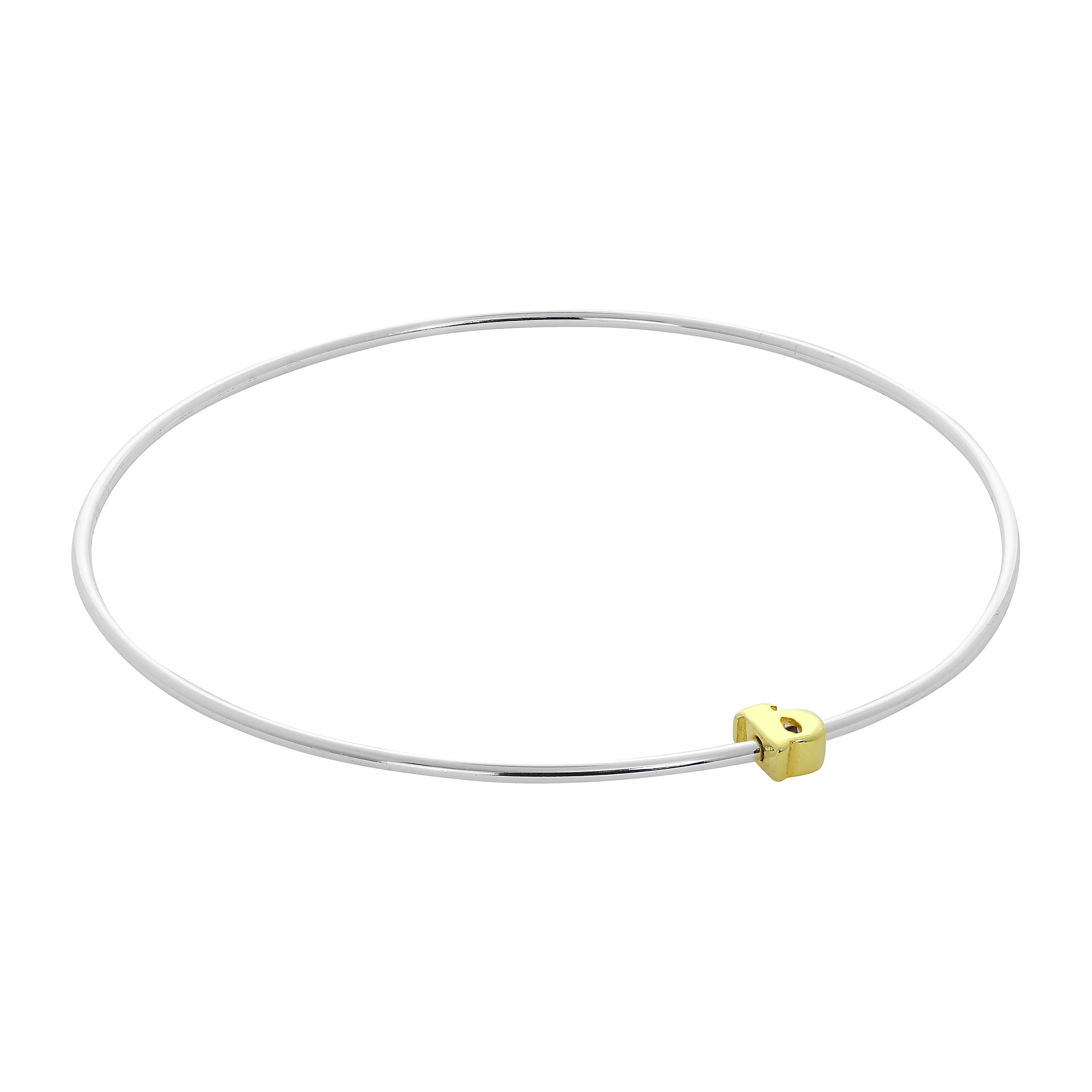 Light Sterling Silver Stacking Bangle with Letter Beads A - Z - Image 20
