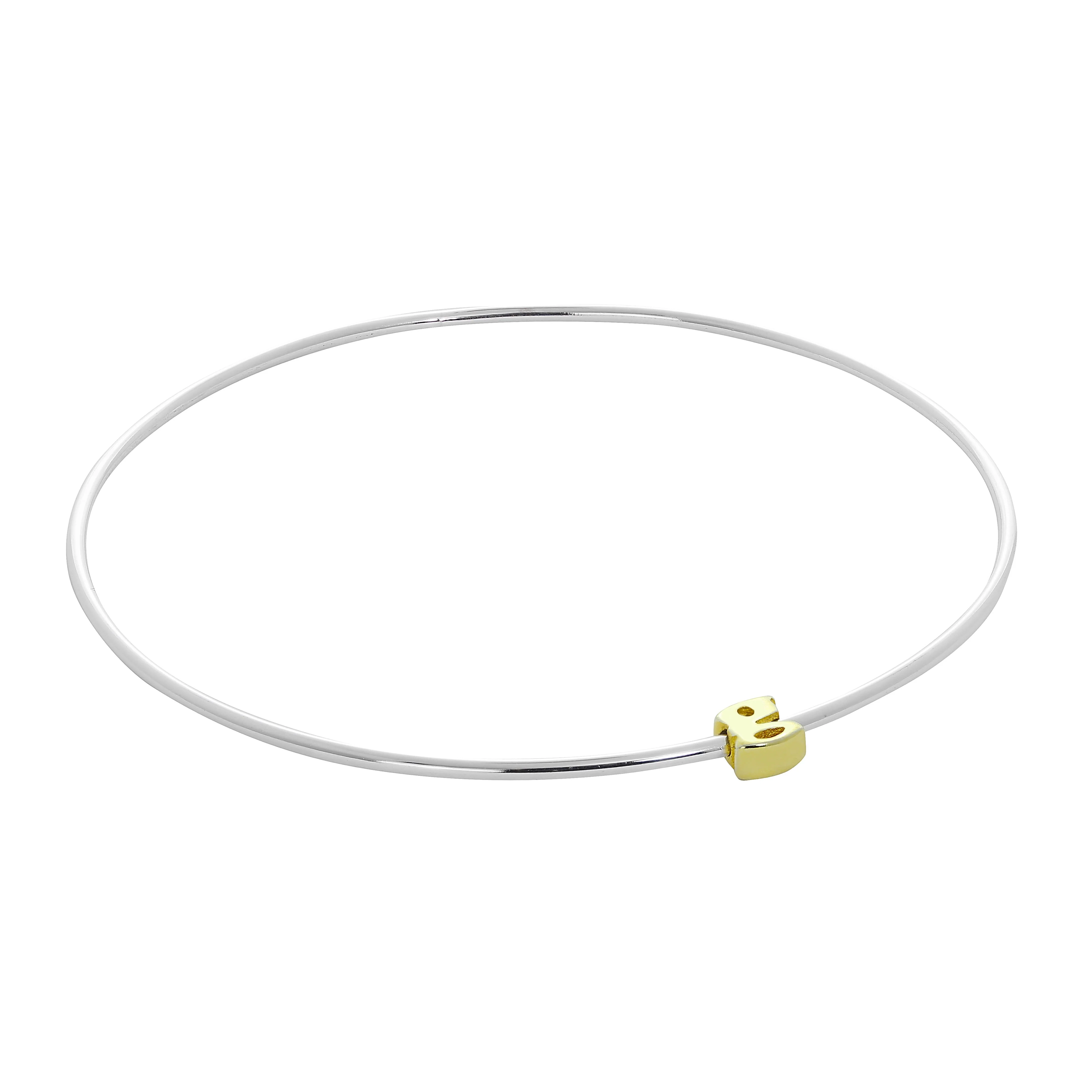 Light Sterling Silver Stacking Bangle with Letter Beads A - Z - Image 21