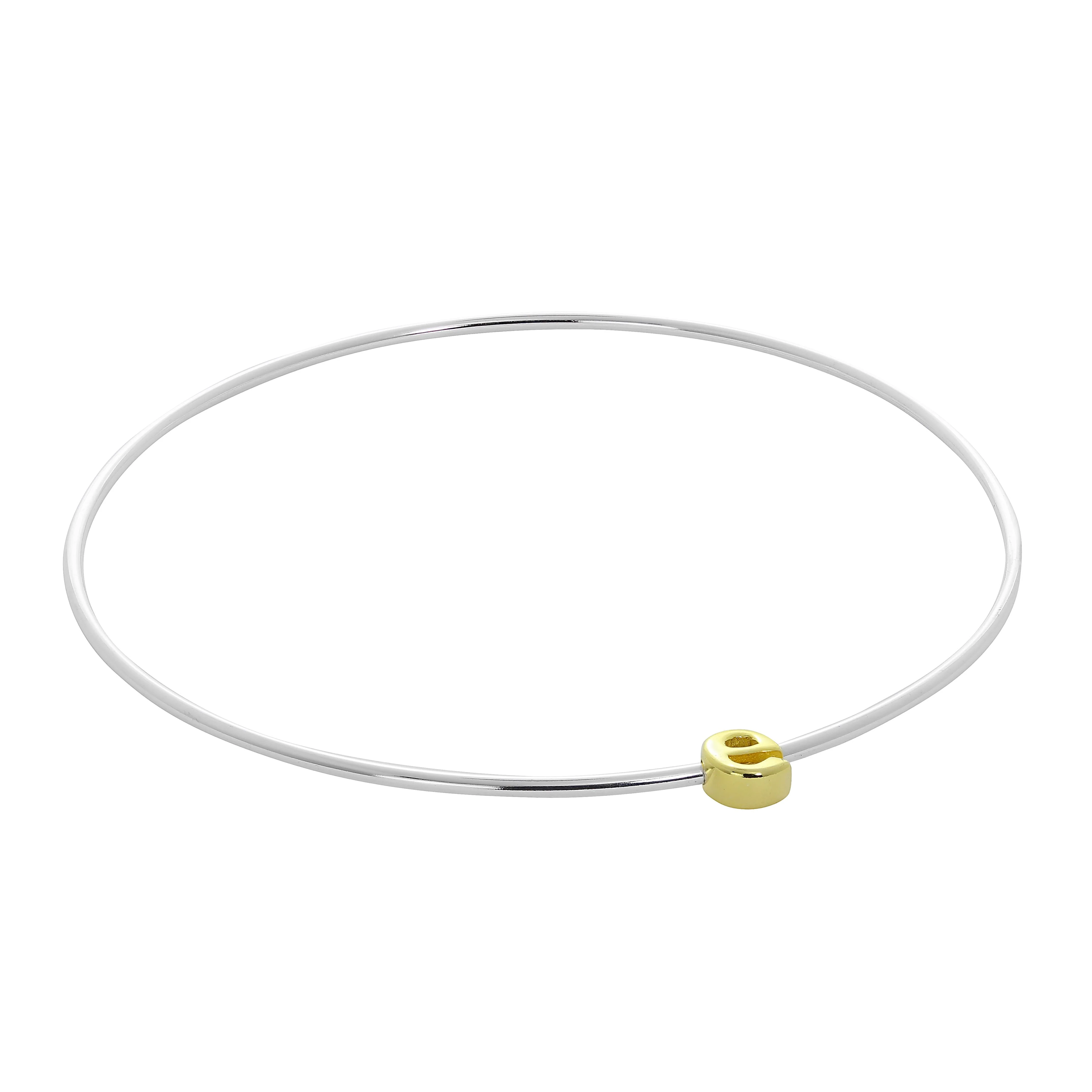 Light Sterling Silver Stacking Bangle with Letter Beads A - Z - Image 24
