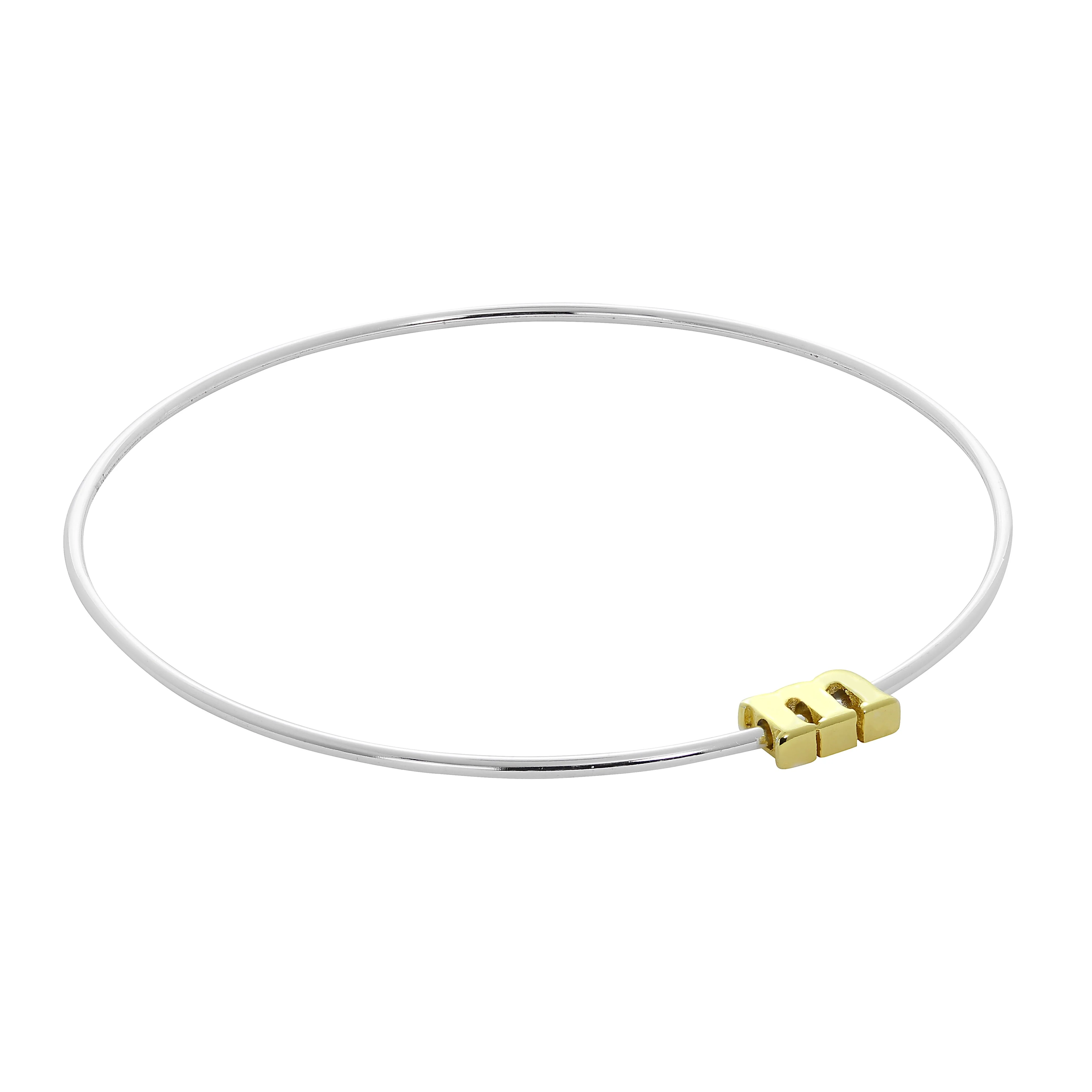 Light Sterling Silver Stacking Bangle with Letter Beads A - Z - Image 25