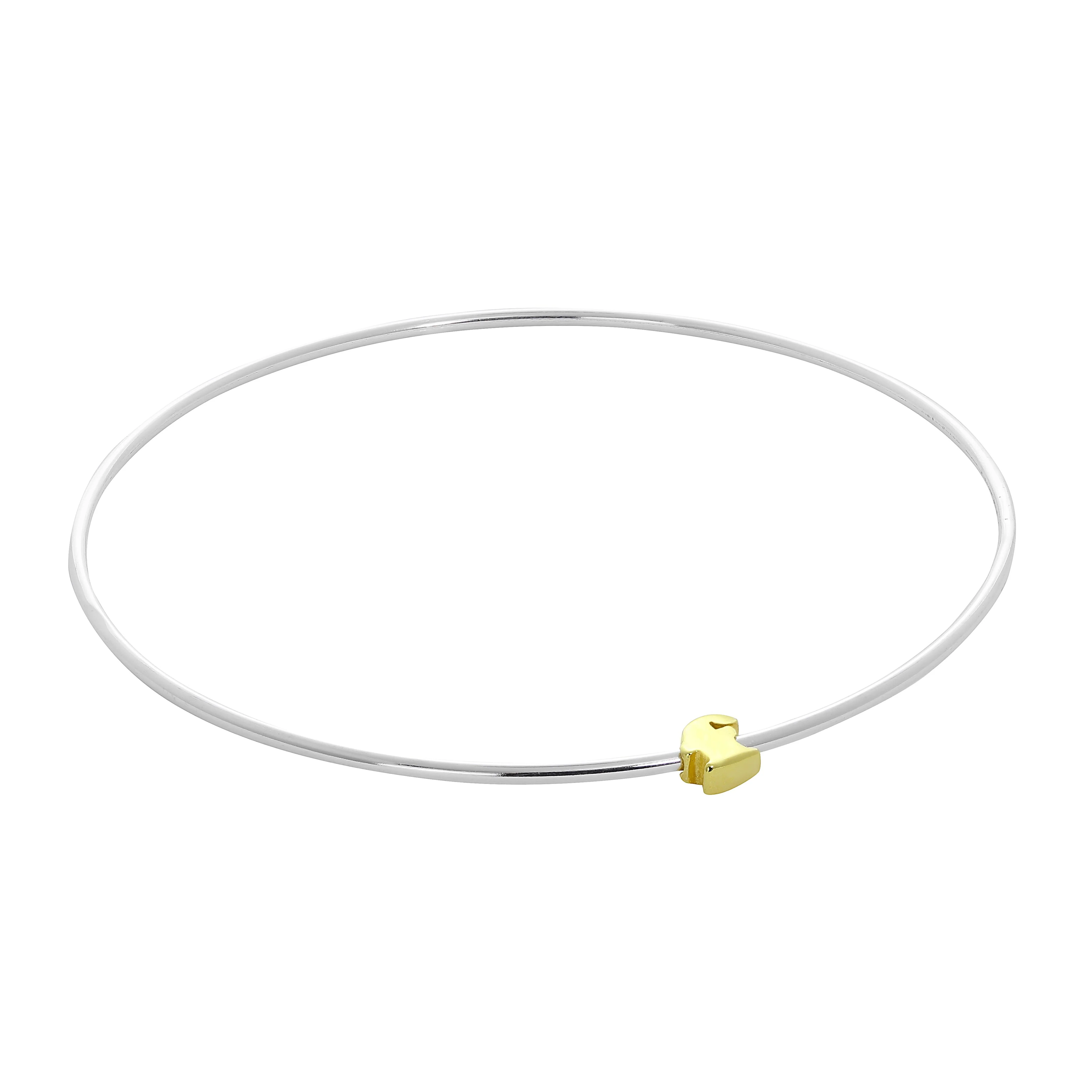 Light Sterling Silver Stacking Bangle with Letter Beads A - Z - Image 29