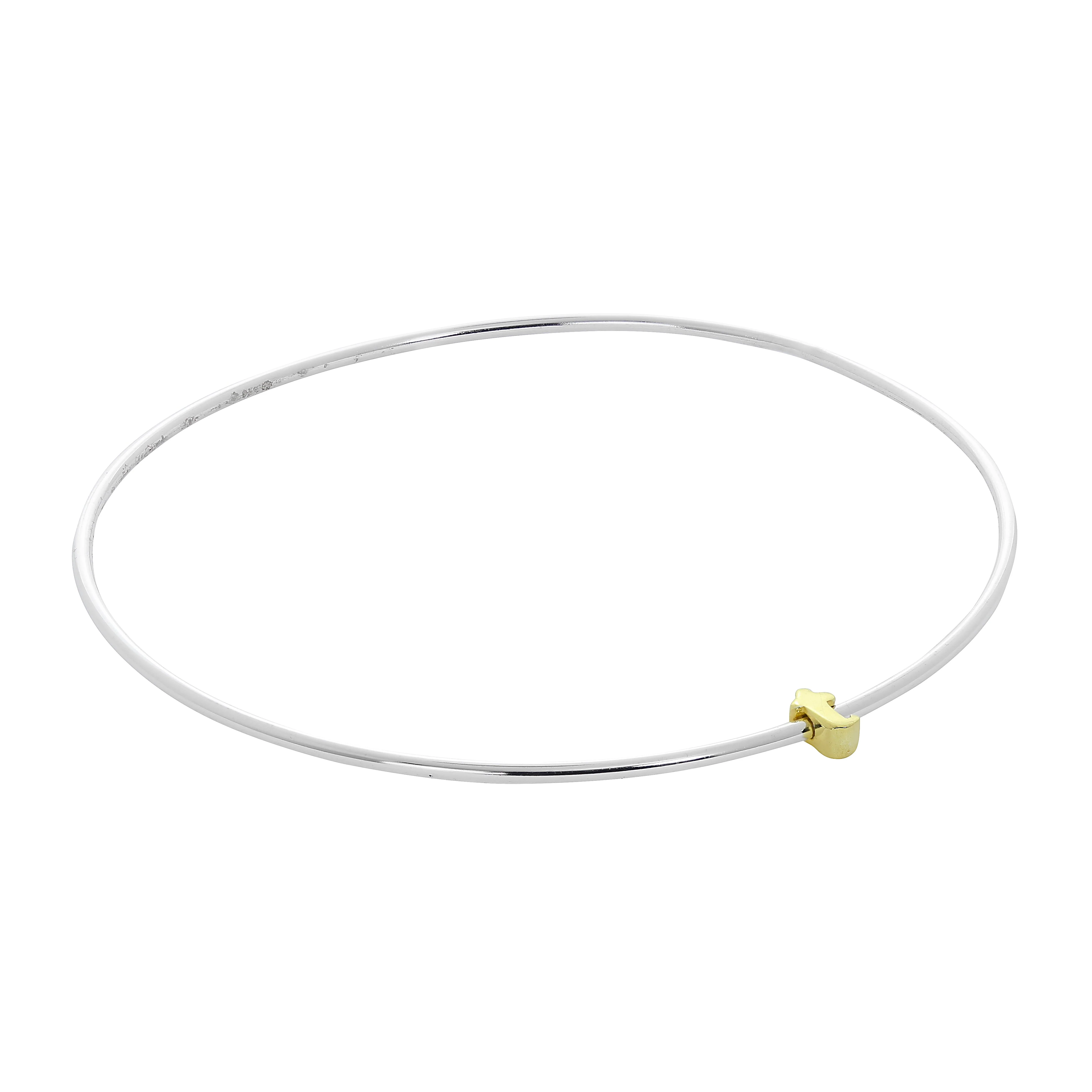 Light Sterling Silver Stacking Bangle with Letter Beads A - Z - Image 3