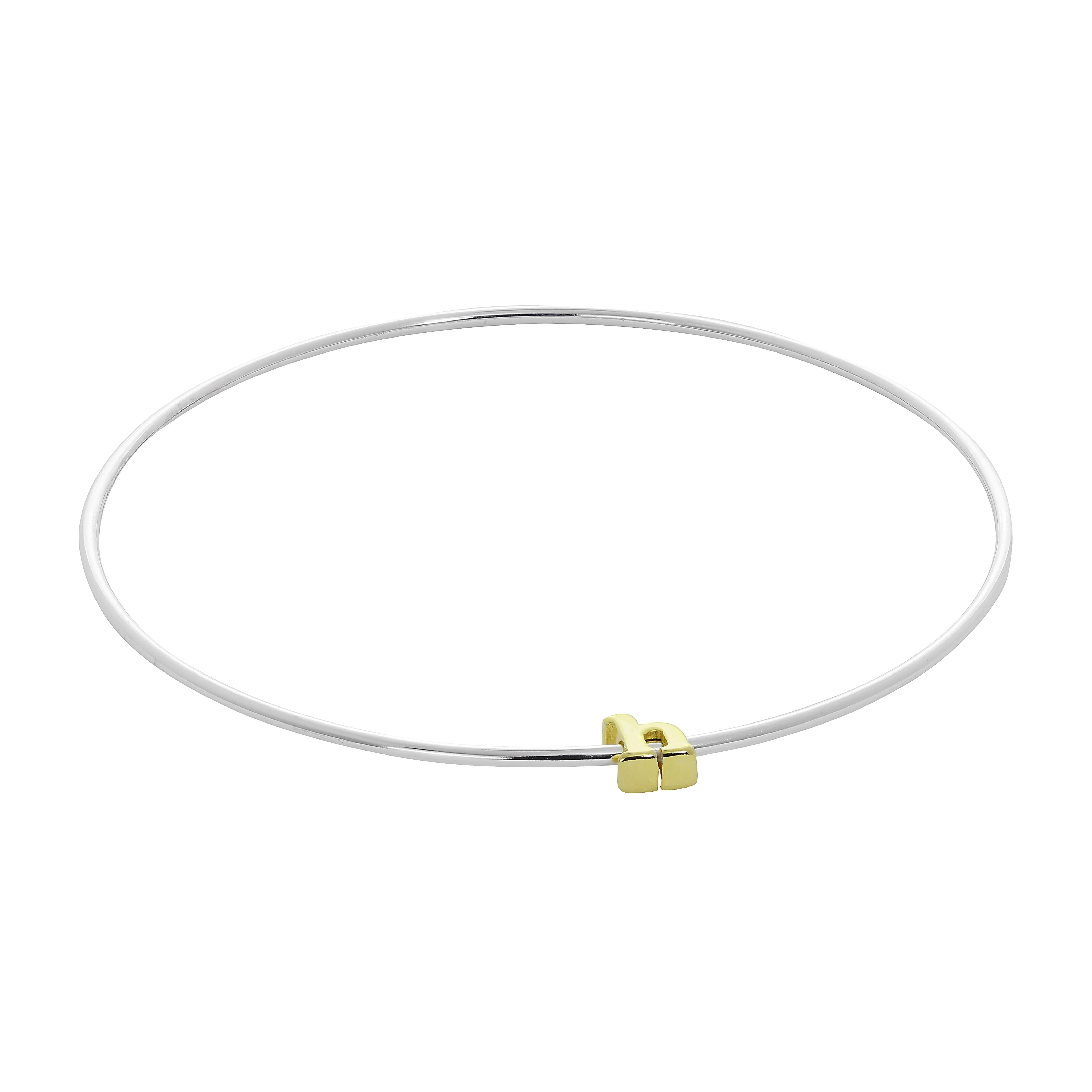Light Sterling Silver Stacking Bangle with Letter Beads A - Z - Image 30