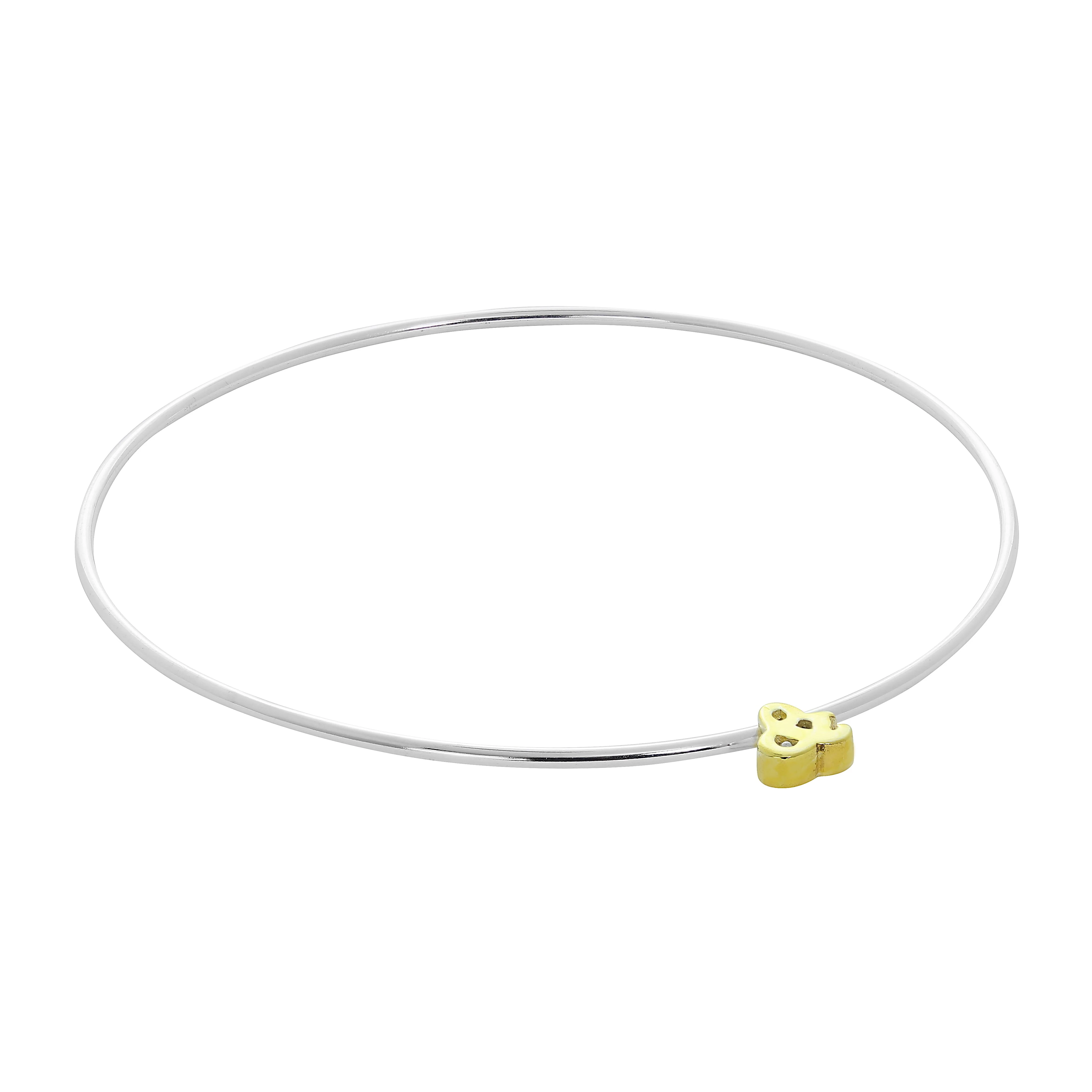 Light Sterling Silver Stacking Bangle with Letter Beads A - Z - Image 5