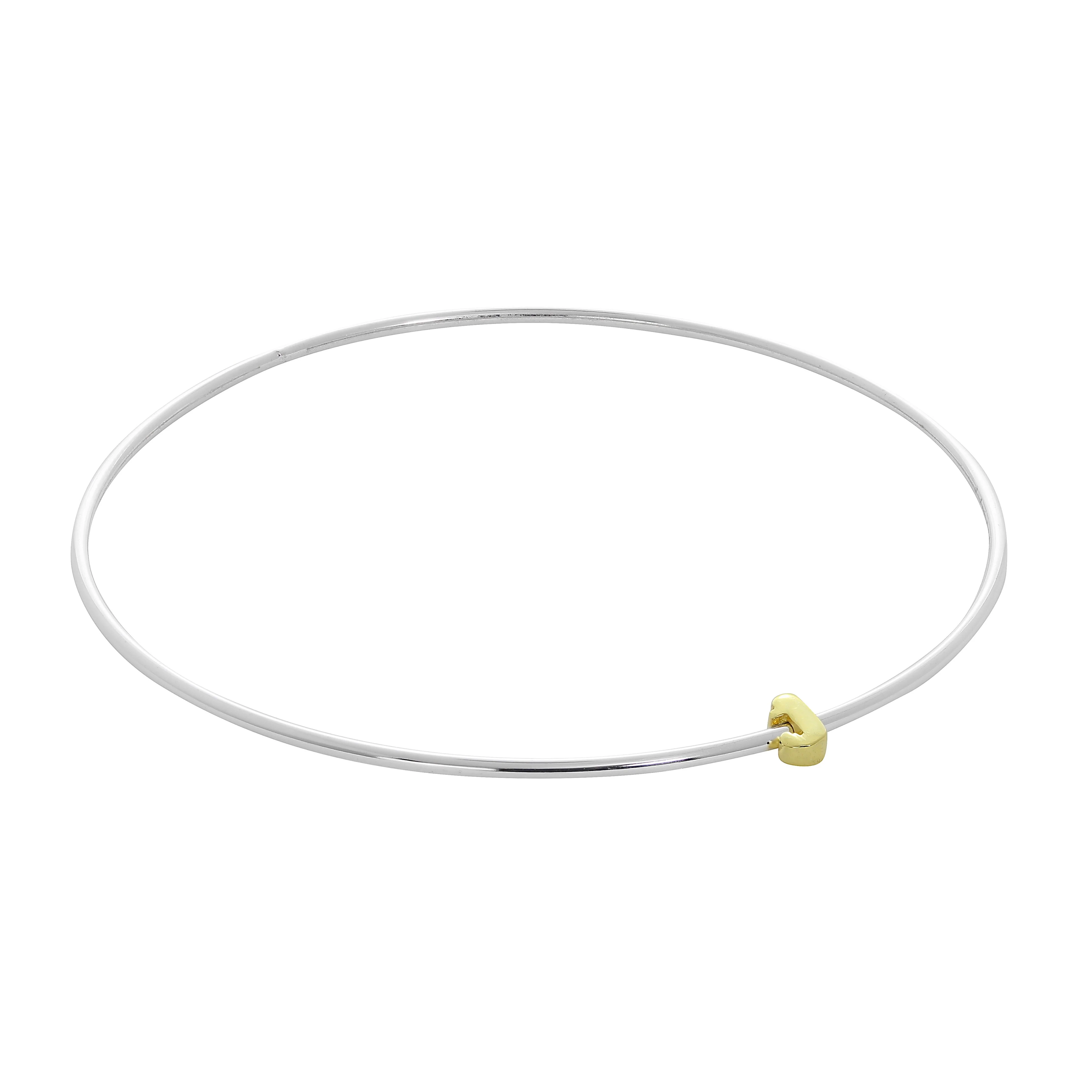 Light Sterling Silver Stacking Bangle with Letter Beads A - Z - Image 7