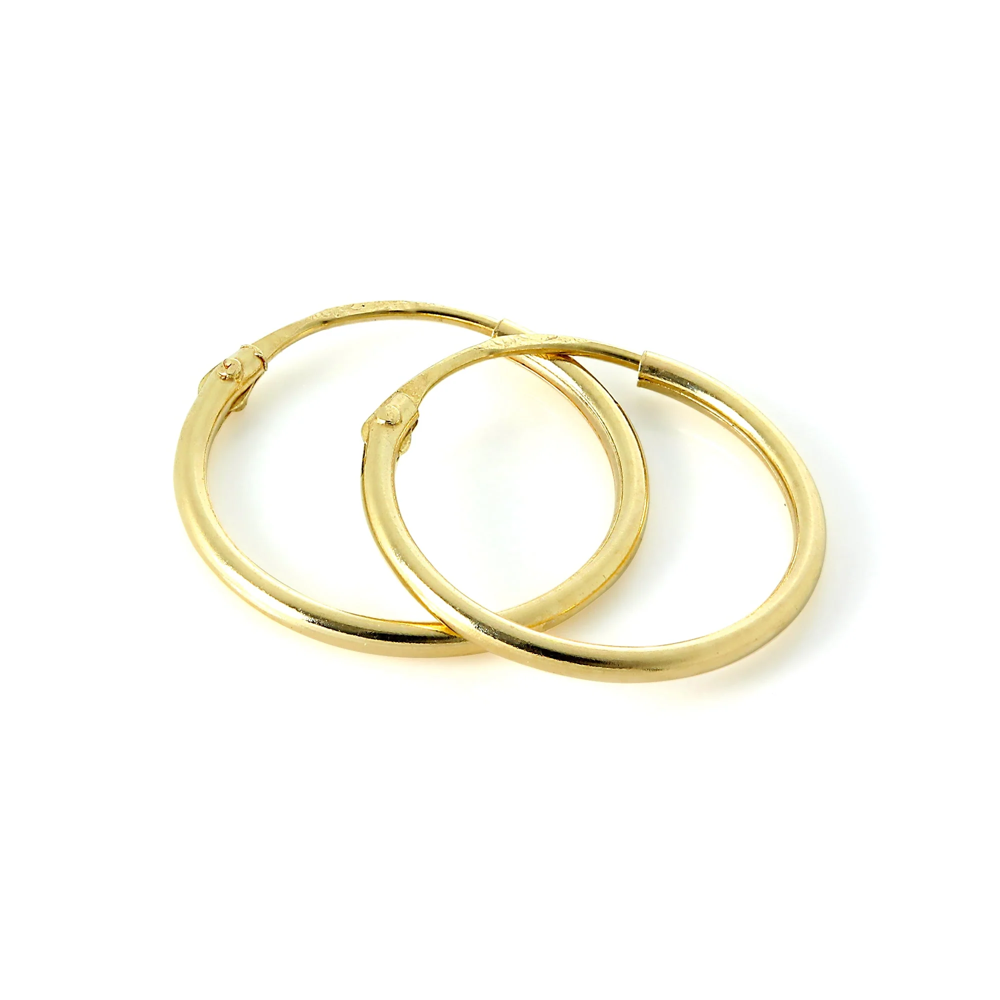 Lightweight 14ct Yellow Gold Sleeper Hoop Earrings 10mm - 13mm - Image 4