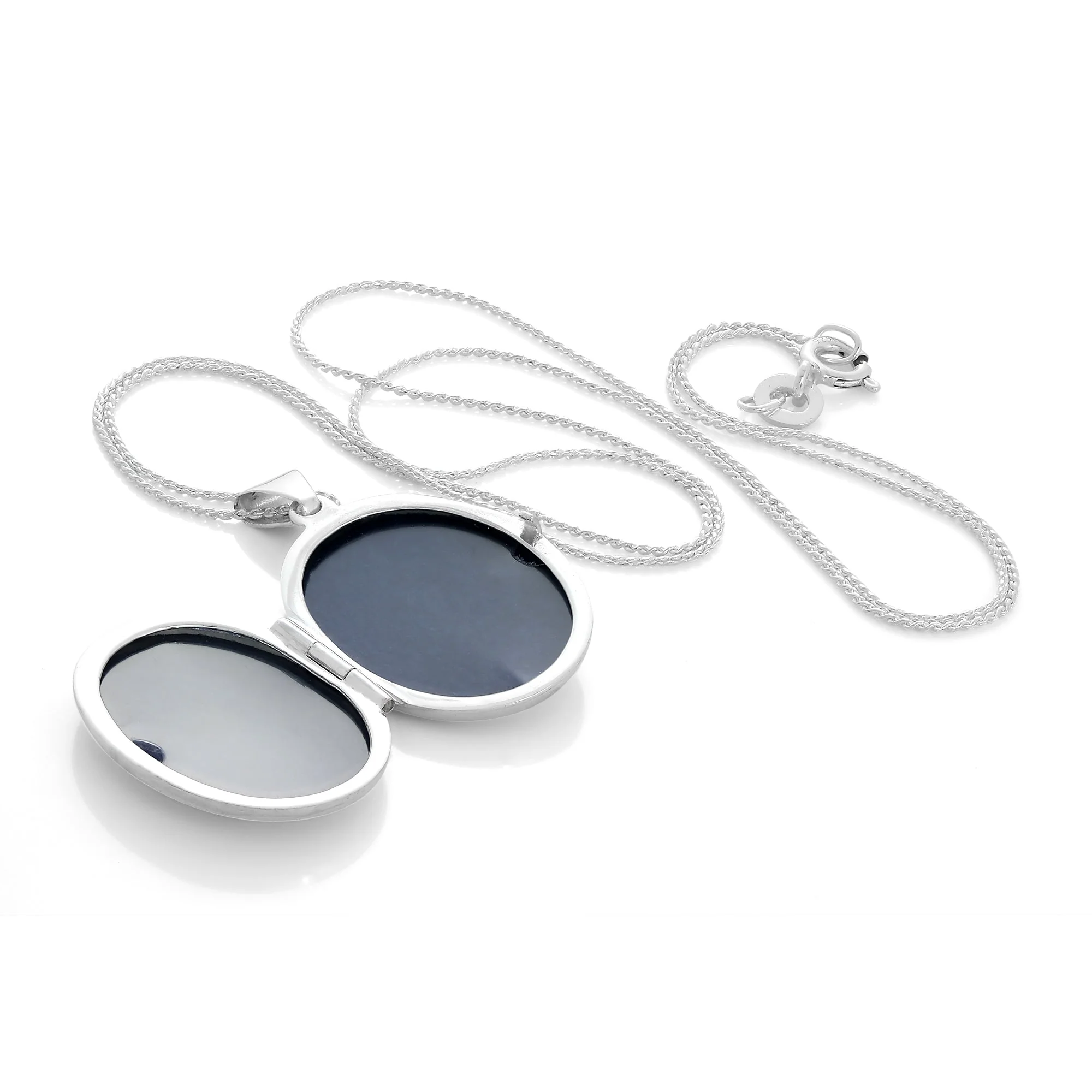 Matt Sterling Silver Oval Locket with Celtic Knot Design on Chain - Image 3