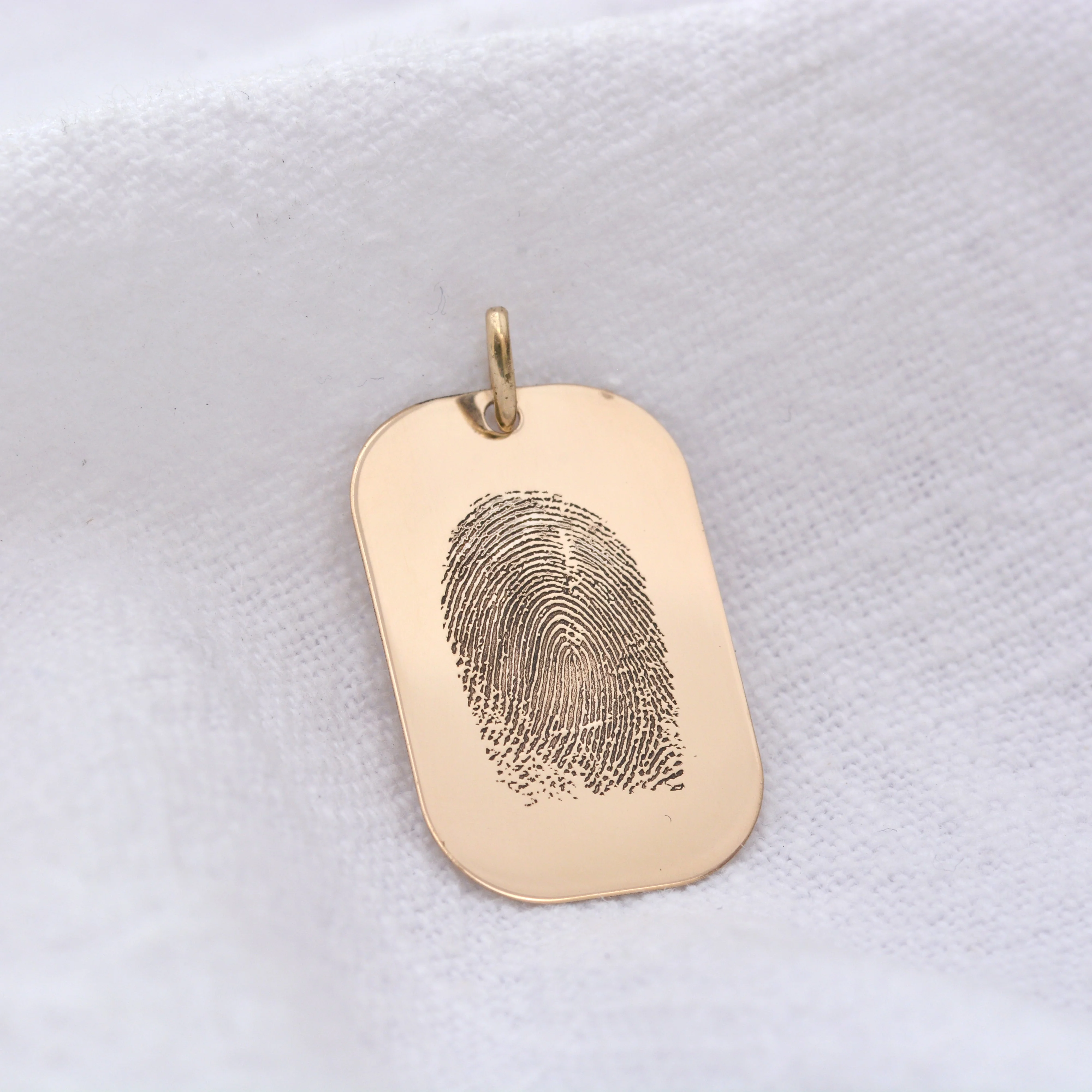 Personalised 9ct Gold Fingerprint Dog Tag Necklace - Image 4