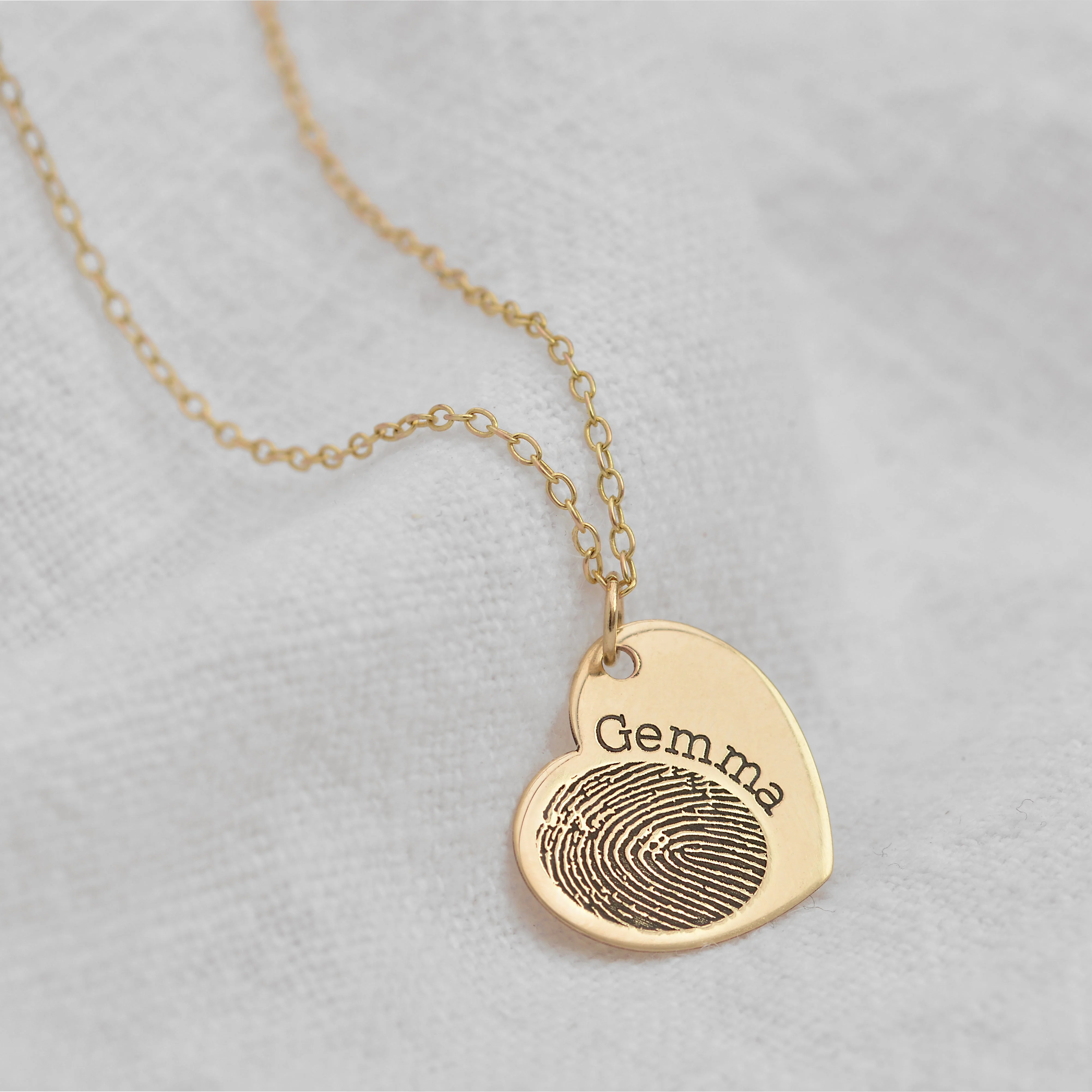 Personalised 9ct Gold Fingerprint Heart Name Charm - Image 4