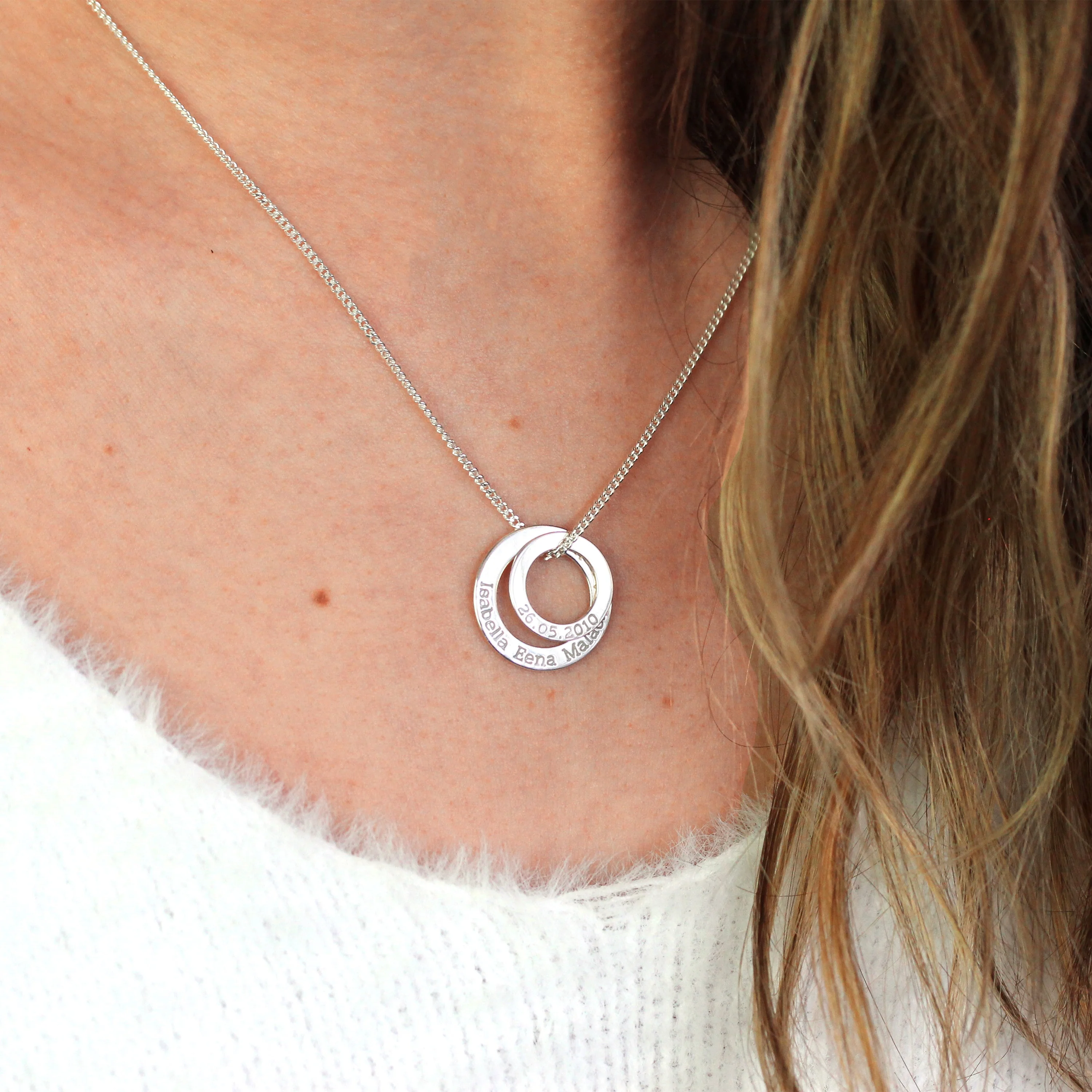 Personalised Sterling Silver Family Name Circle Necklace - Image 2