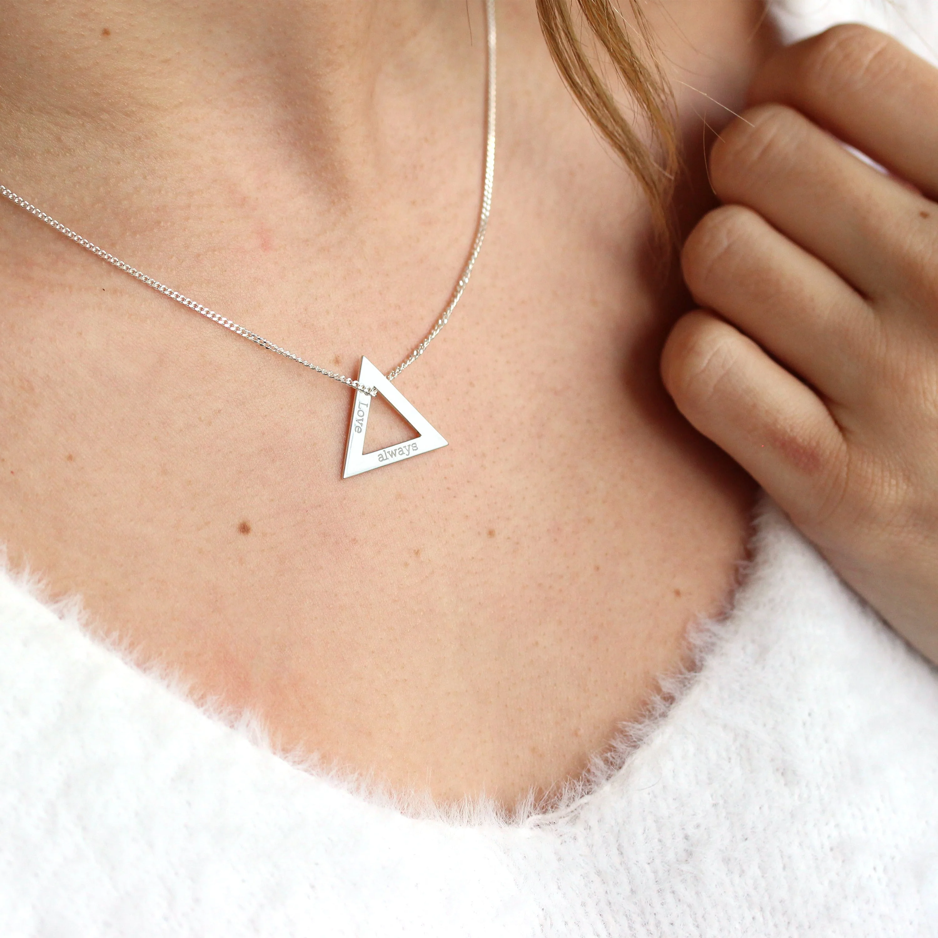 Personalised Sterling Silver Family Name Triangle Necklace - Image 3