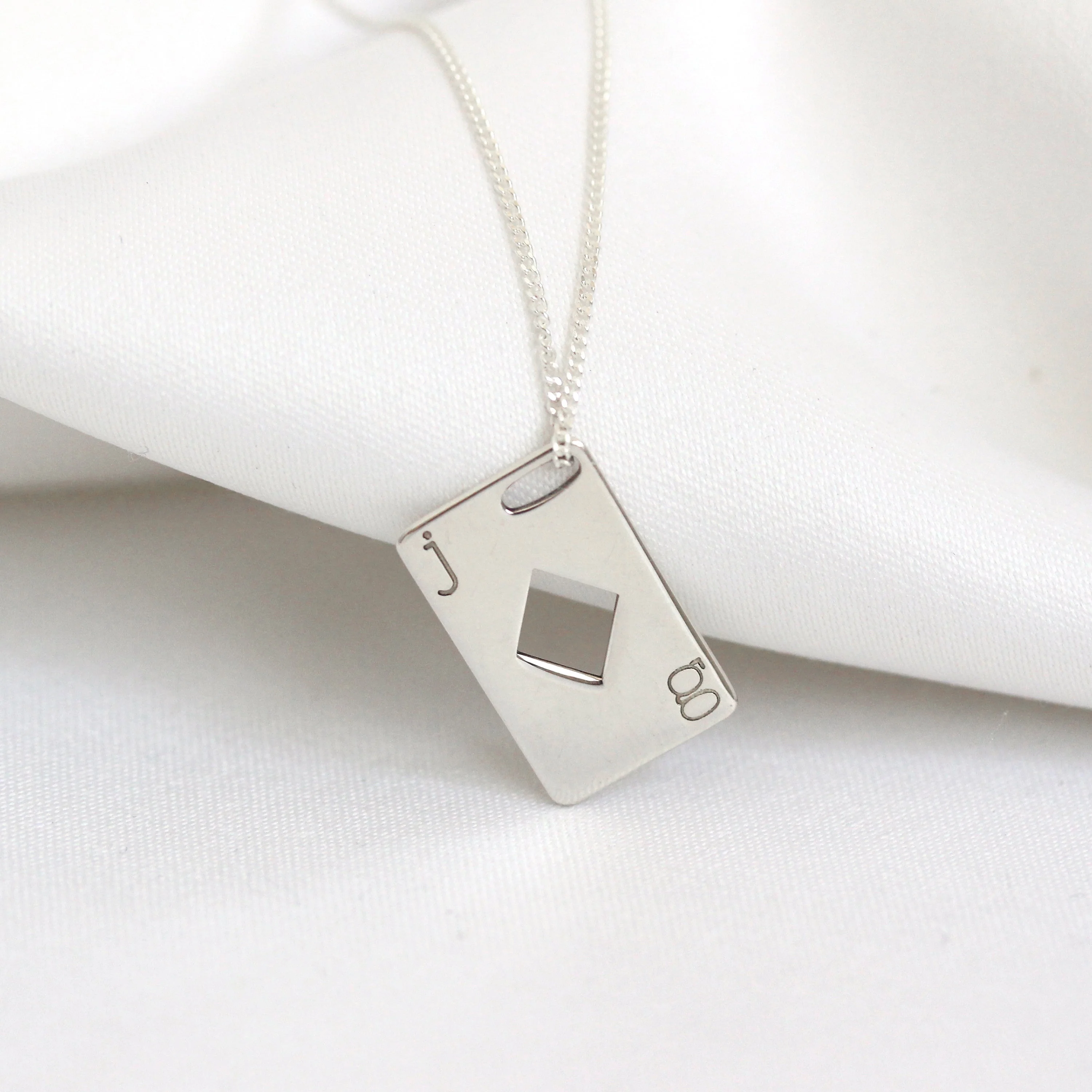Personalised Sterling Silver Initials Playing Card Necklace - Image 3
