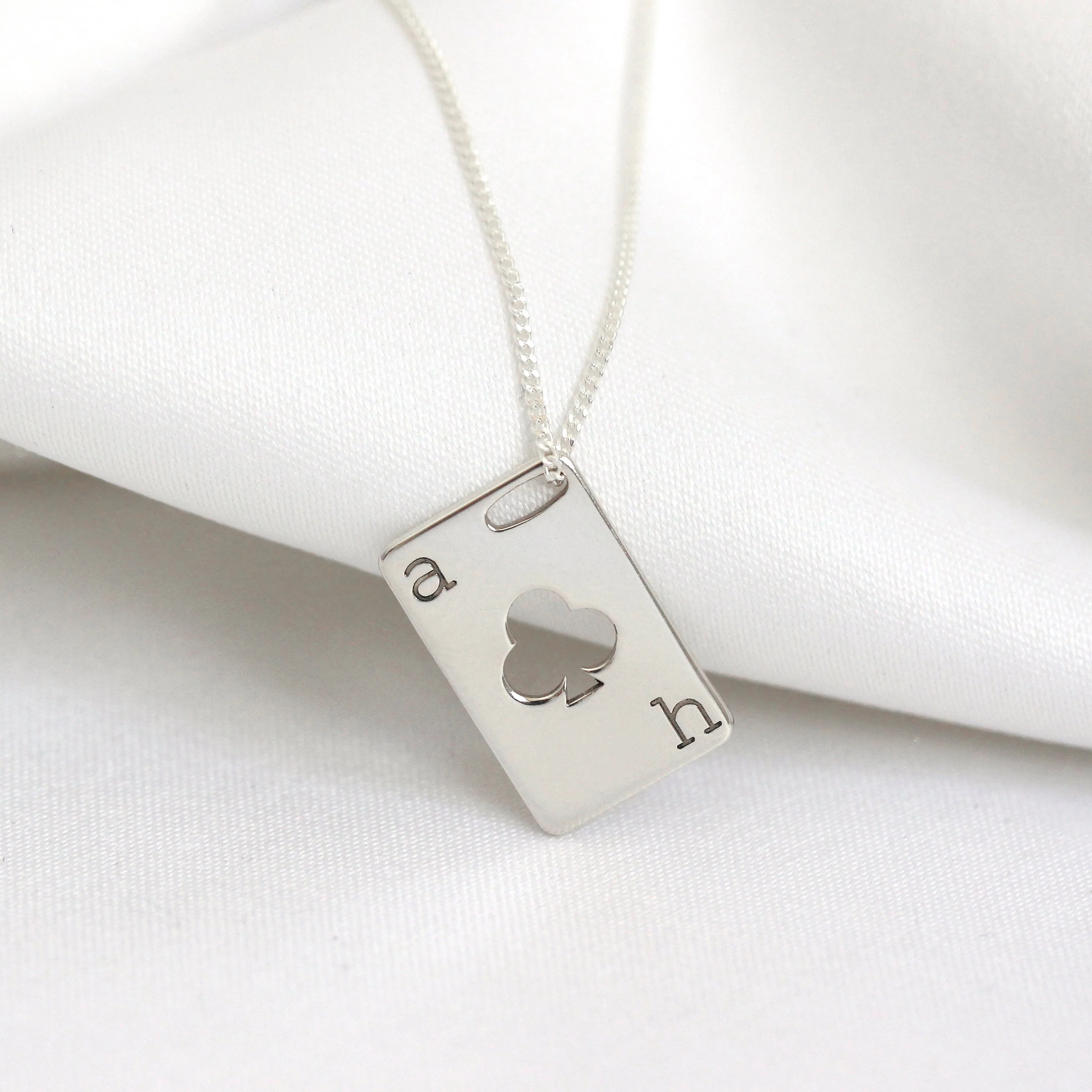 Personalised Sterling Silver Initials Playing Card Necklace - Image 4