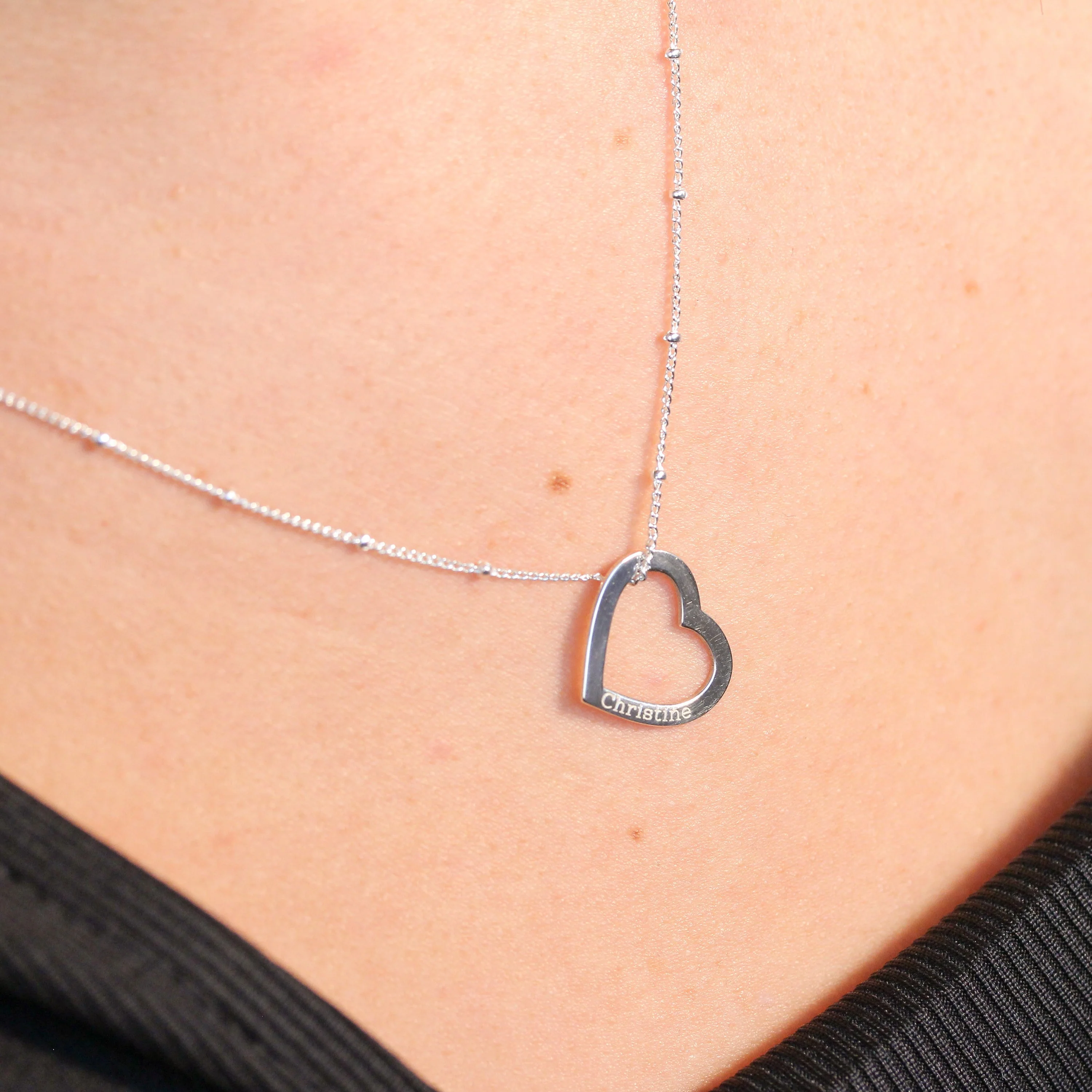 Personalised Sterling Silver Name Open Heart Necklace - Image 2